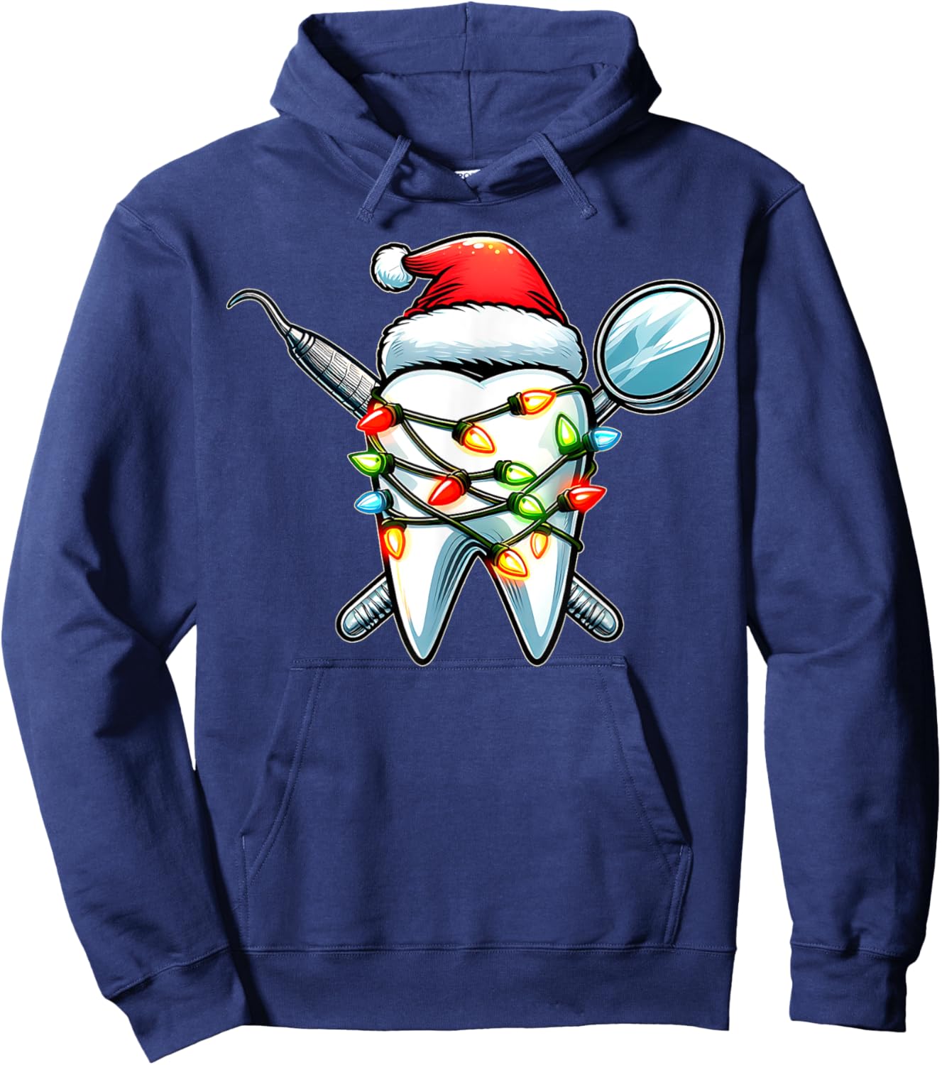 Dentist Dental Assistant Hygiene Christmas Hat Xmas Hoodie - Hoodie | Navy