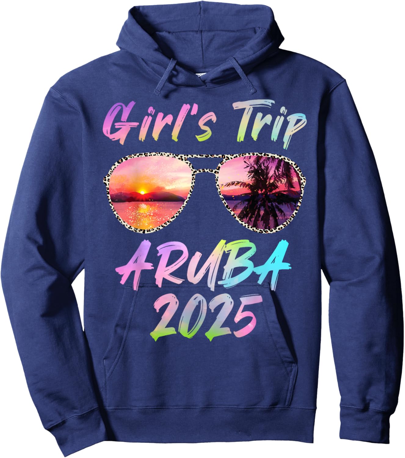 Girls Trip Aruba 2025 Summer Vacation Sunglass Holiday Hoodie - Hoodie | Navy
