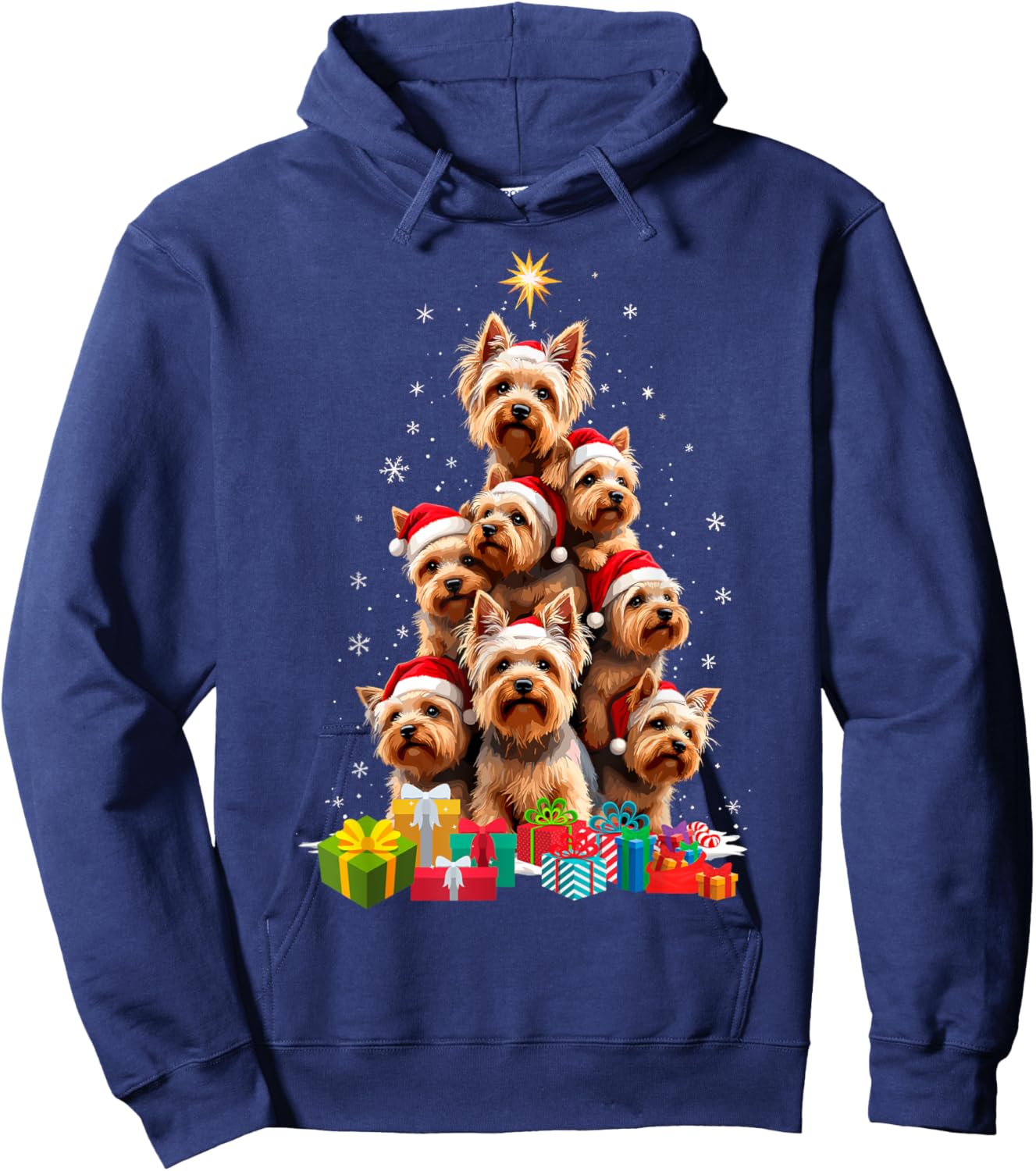 Funny Yorkshire Terrier Yorkie Christmas Tree Xmas Dog Lover Hoodie - Hoodie | Navy