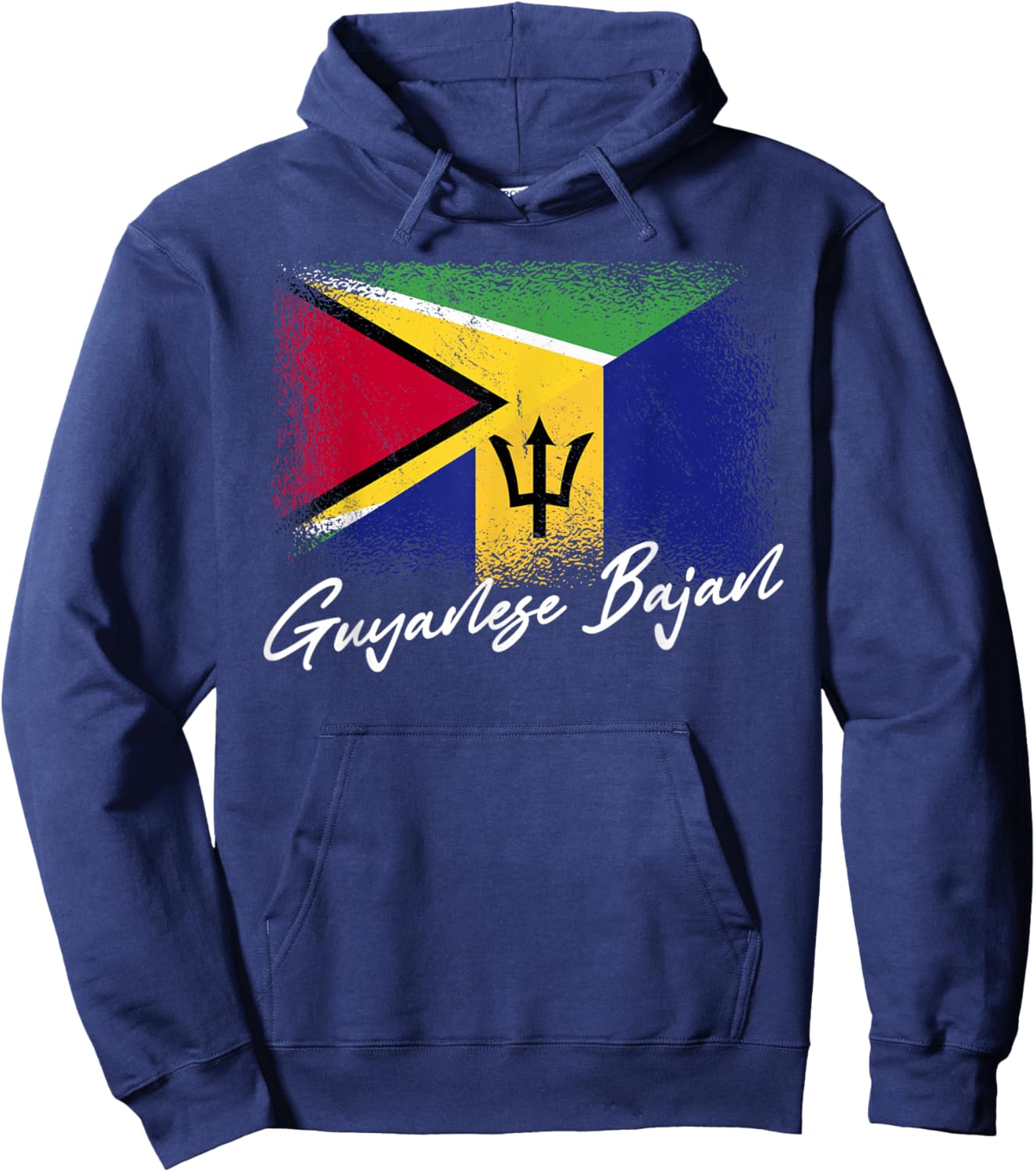Guyanese Bajan Barbadian Roots Guyana Barbados Flag Hoodie - Hoodie | Navy