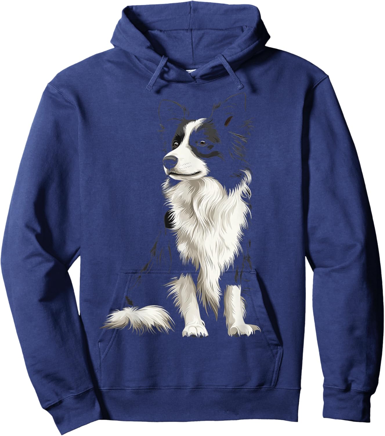 Border Collie Dog Motif Pet Illustration Border Collie Hoodie - Hoodie | Navy