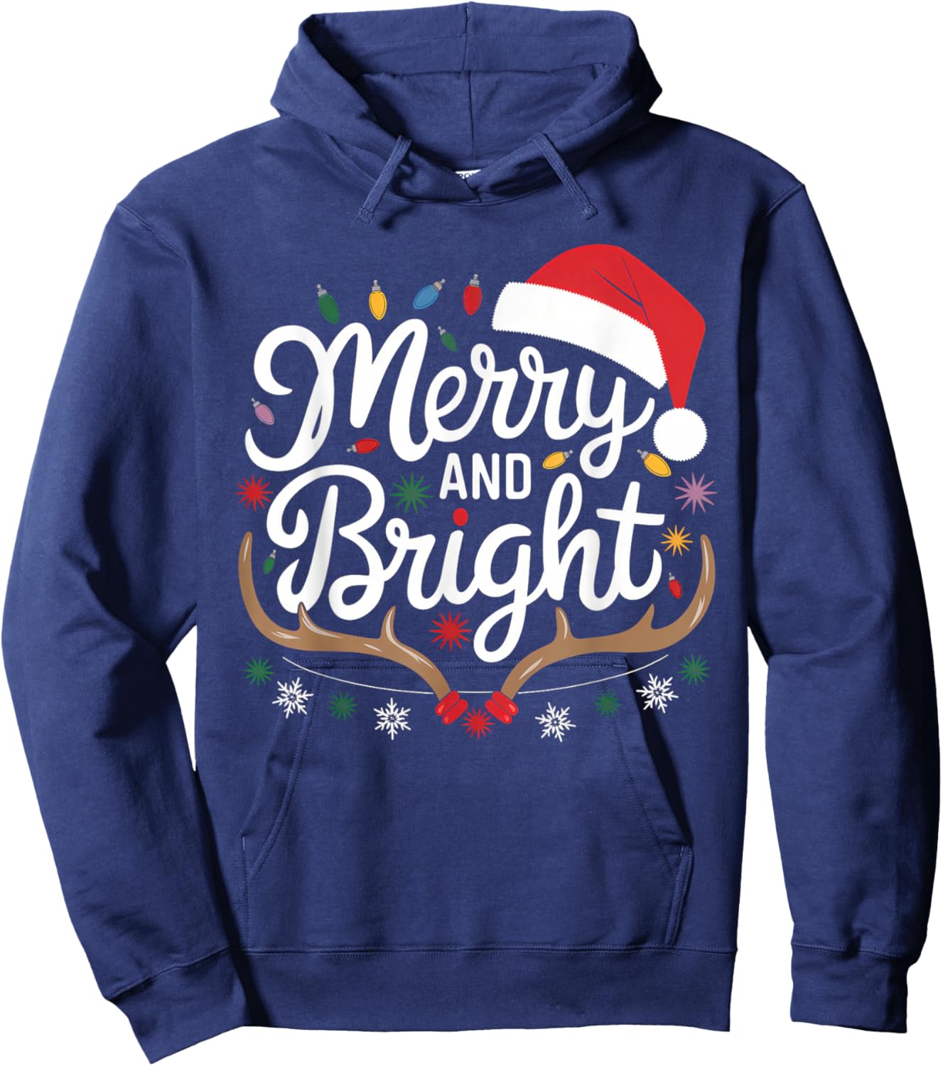 Merry And Bright Christmas Lights Xmas Women Kids Hoodie - Hoodie | Navy