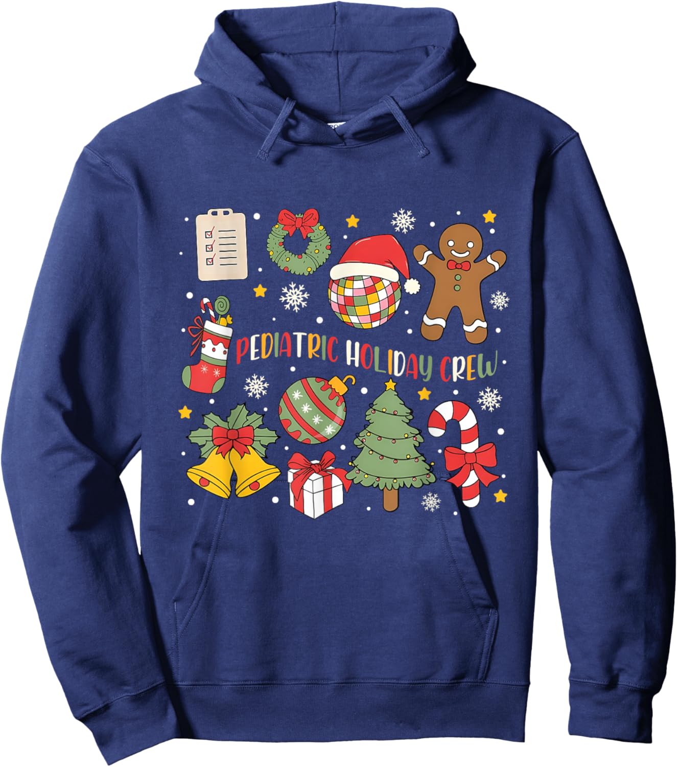 Nurse Nursing Pediatric Crew Holiday Christmas Retro Groovy Hoodie - Hoodie | Navy