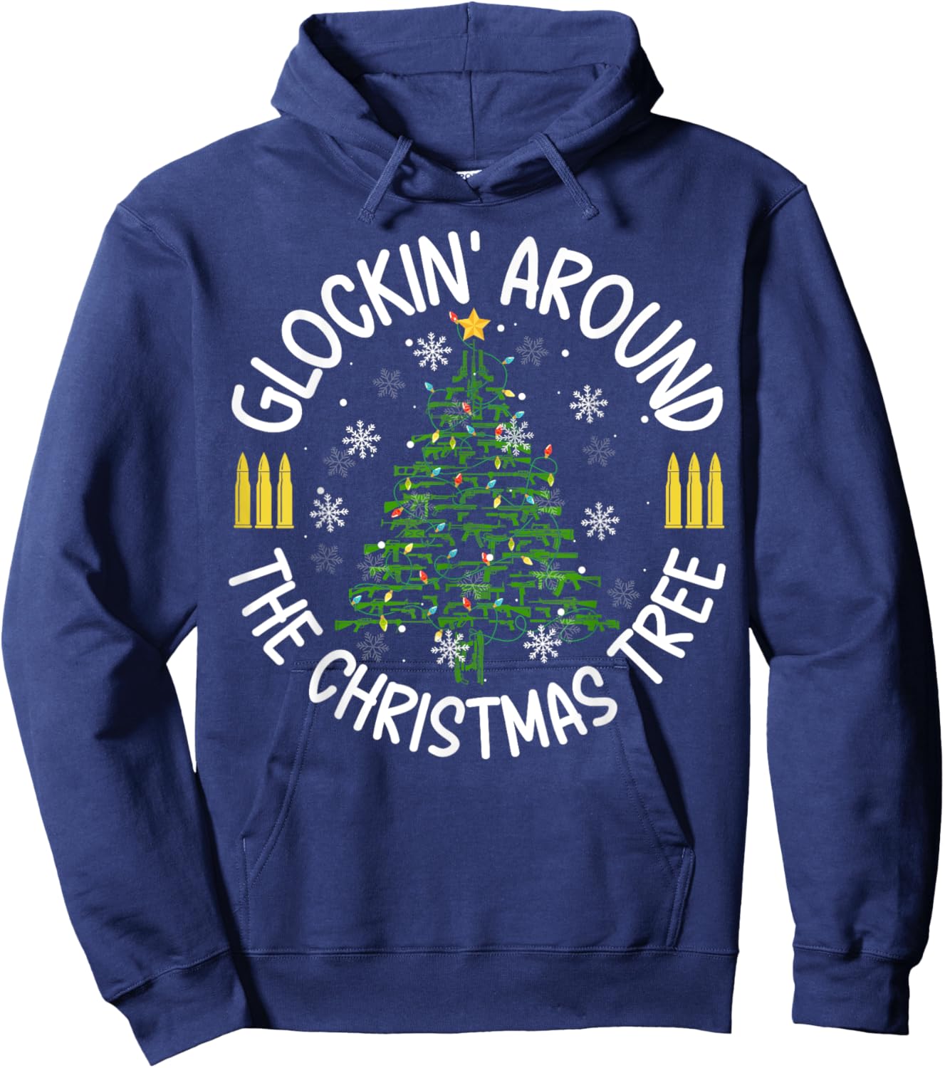 Glockin' Around the Christmas Tree Gun Themed Novelty Hoodie - Hoodie | Navy