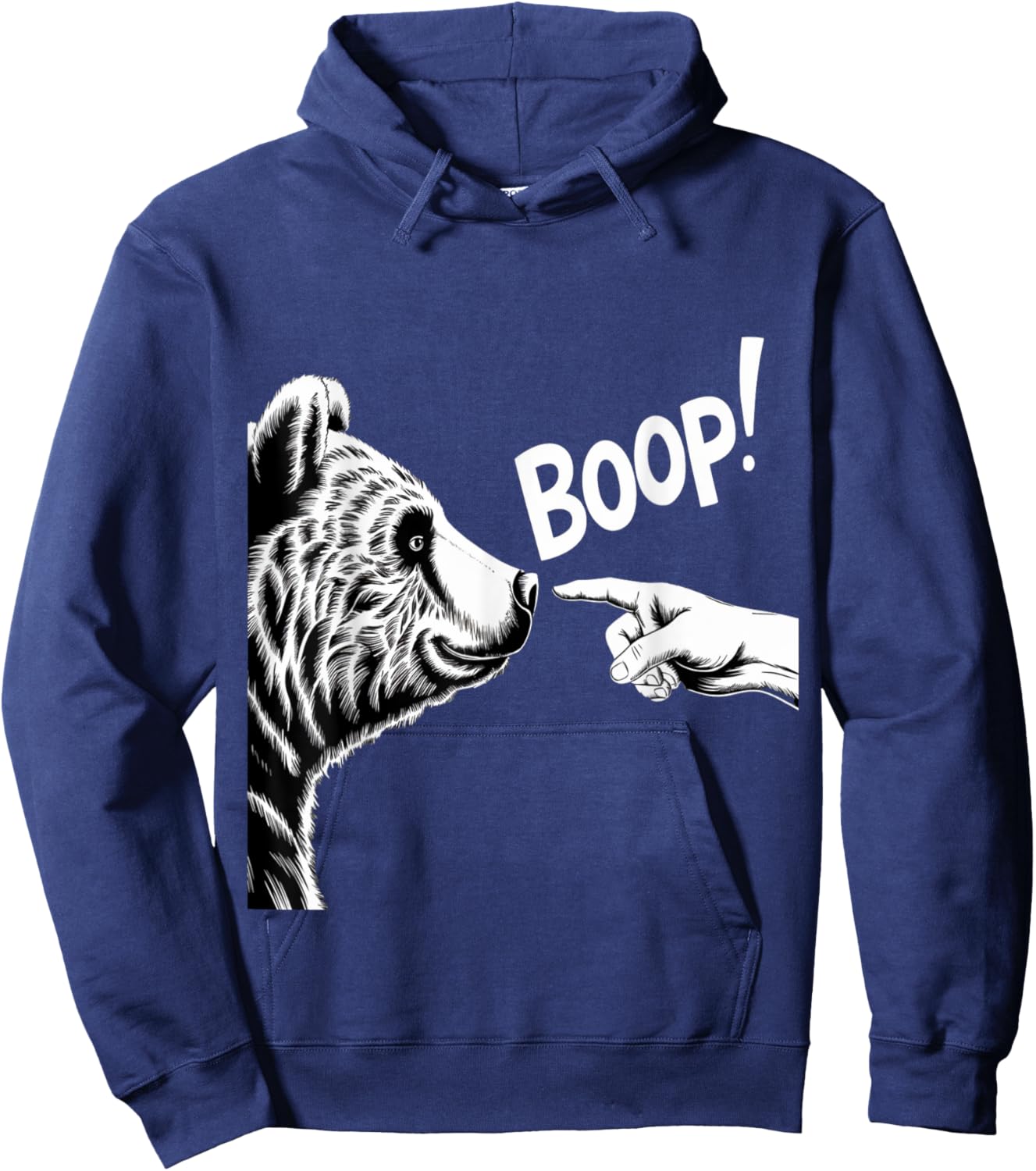 Funny Bear Boop Finger Nose Design Hoodie - Hoodie | Navy