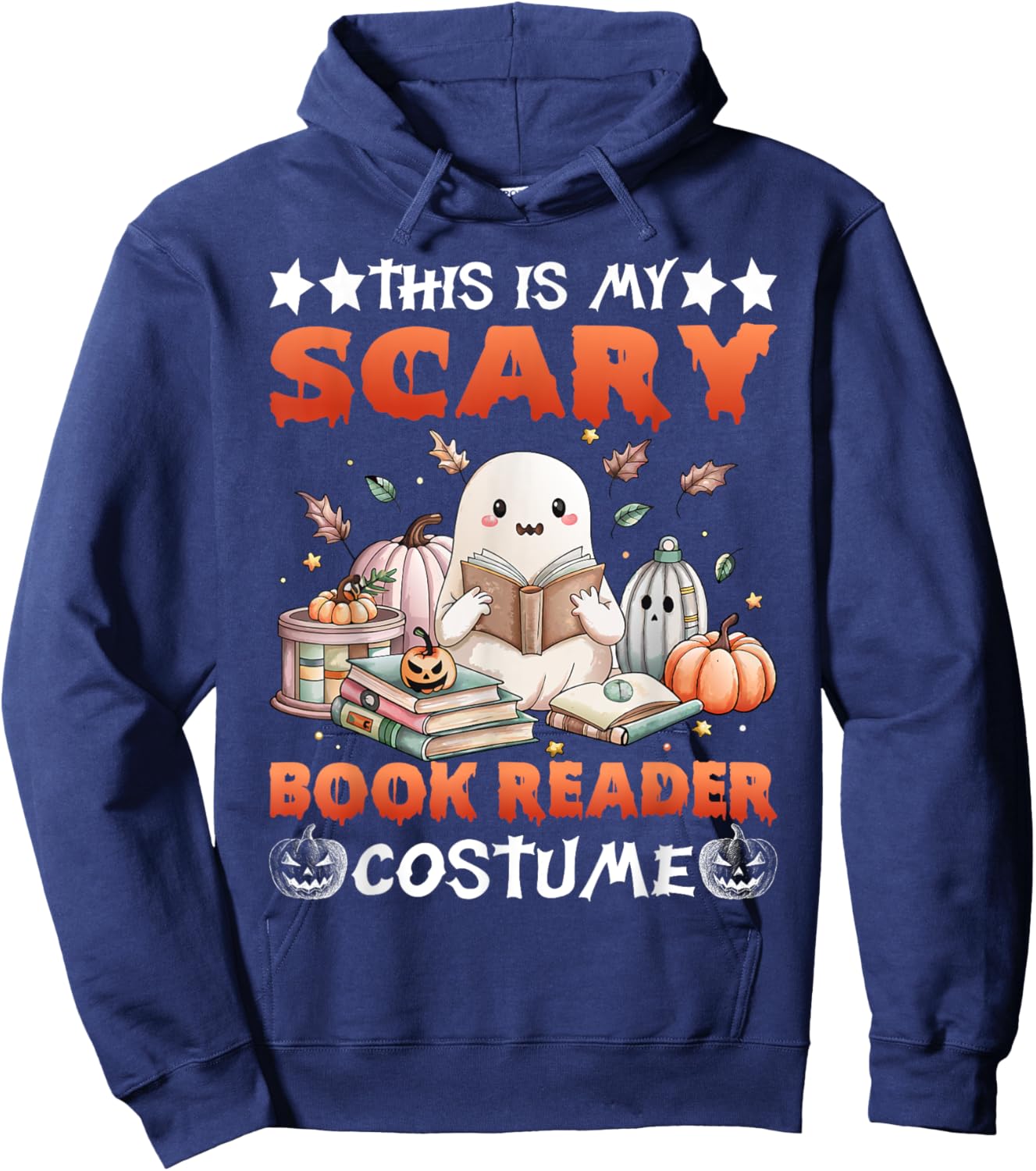 This Is My Scary Book Reader Costume Spooky Ghost Reading Hoodie - Hoodie | Navy
