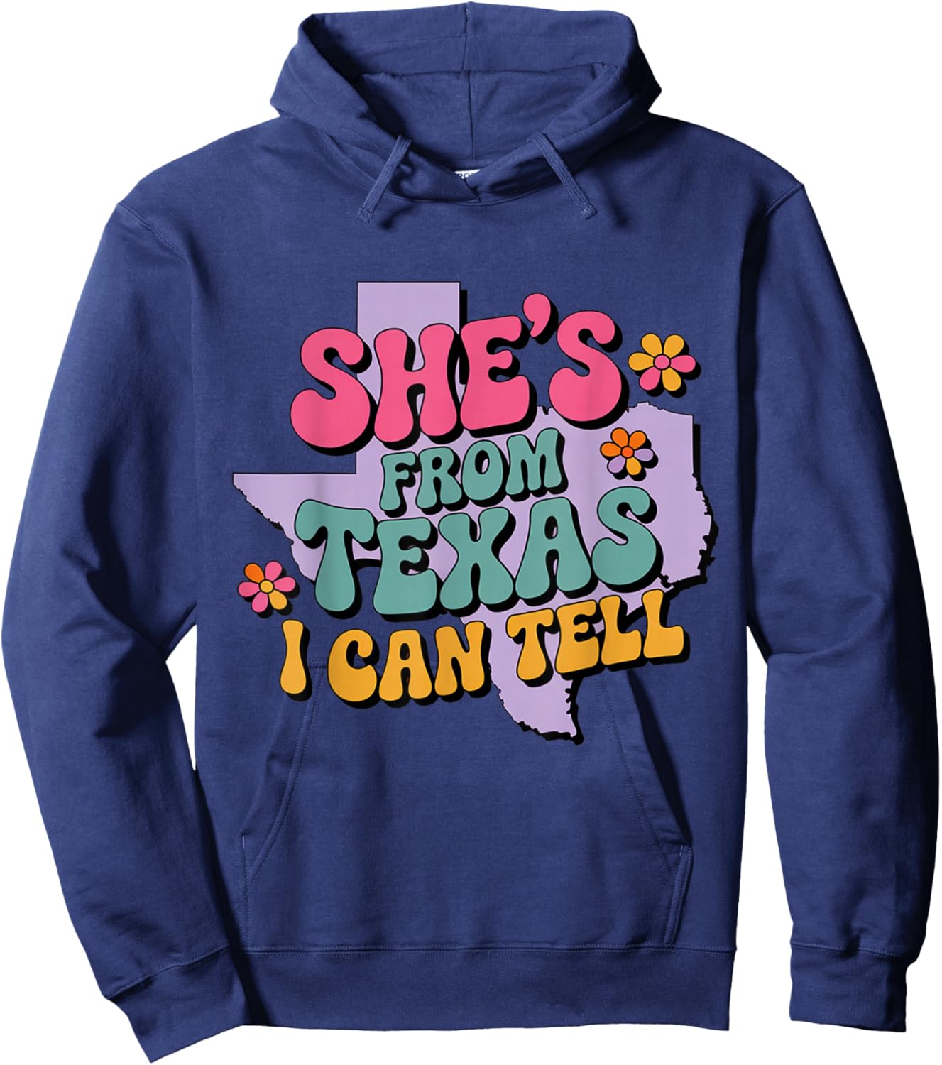She’s from Texas I Can Tell Groovy 70s Texas Girl T-Shirt - Hoodie | Navy