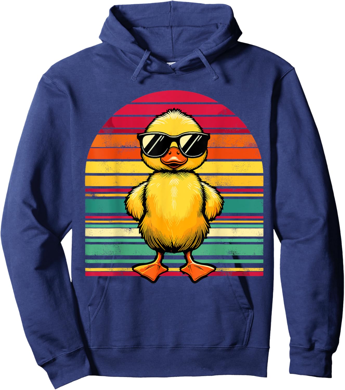 Retro Yellow Duck in Sunglasses Funny Duck Hoodie - Hoodie | Navy