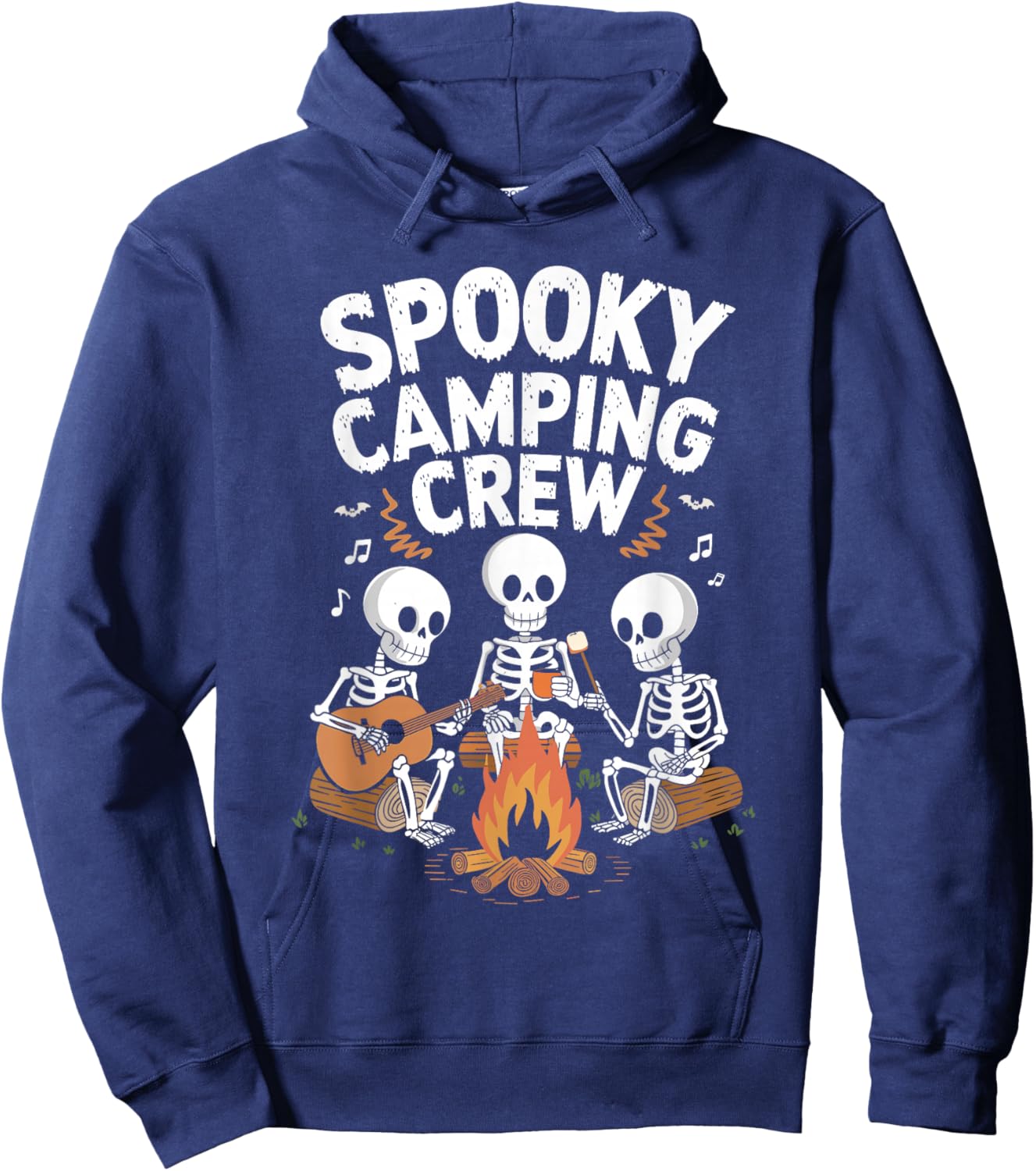 Funny Spooky Camping Crew Halloween Skeleton Camper Campfire Hoodie - Hoodie | Navy