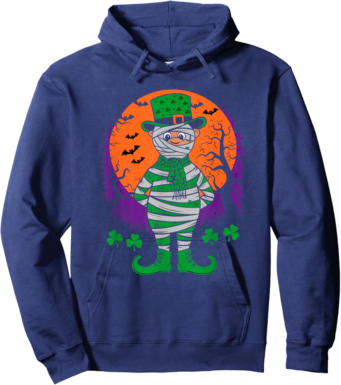 Halloween Leprechaun St Patrick's Day Mummy Spooky Irish Fun Hoodie - Hoodie | Navy