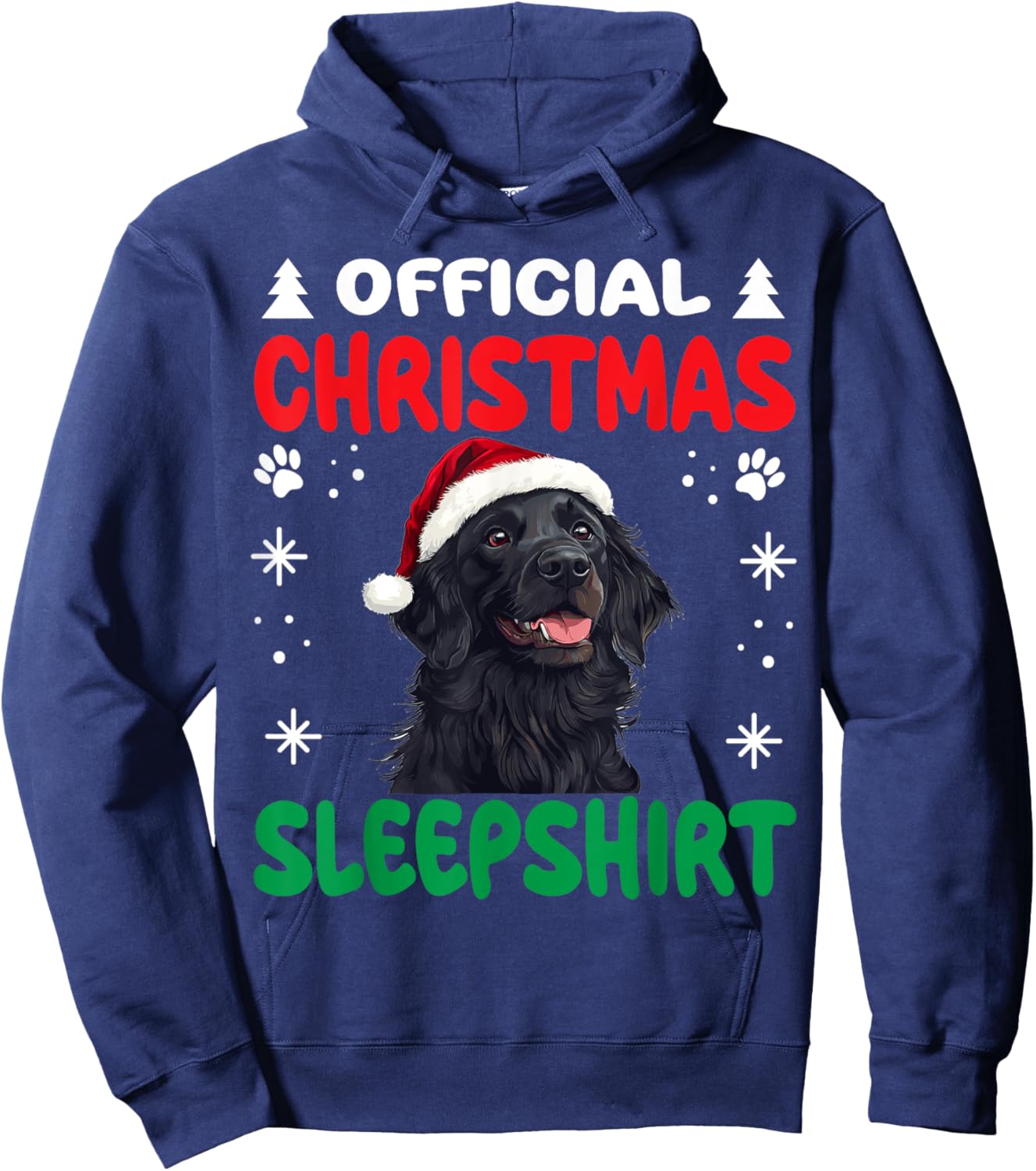 Flat-Coated Retriever Dog Christmas Pajama Official Women Kids Hoodie - Hoodie | Navy