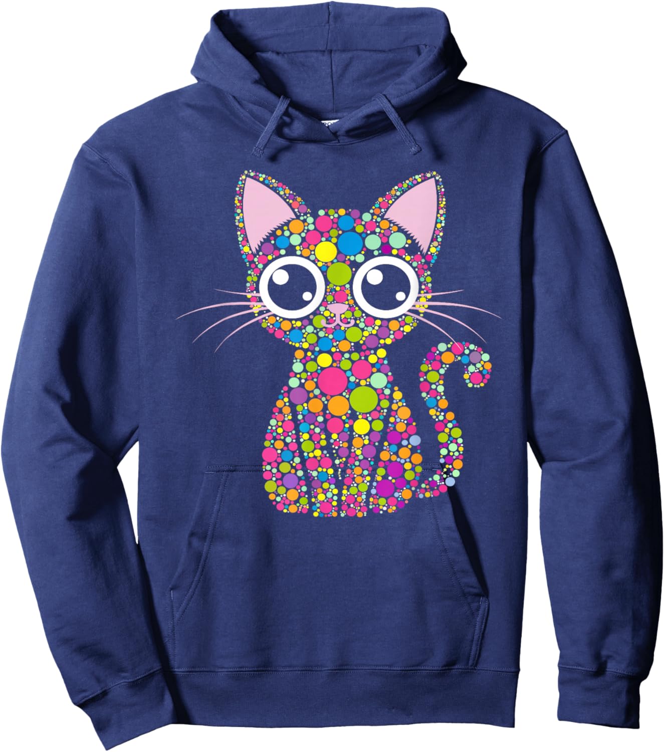 Cute Cat Happy Dot Day Shirts for Kids Men Women Teacher Hoodie - Hoodie | Navy