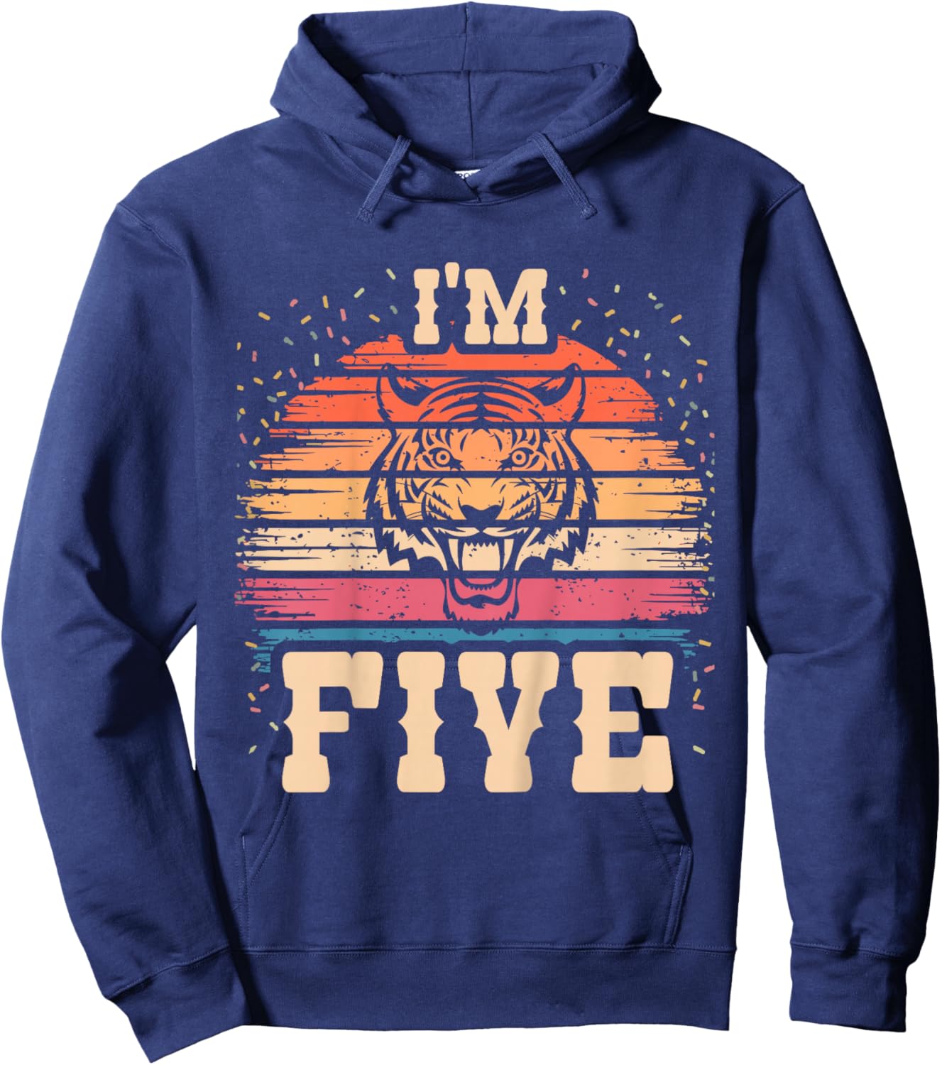 Kids Tiger 5 Year Old Birthday Boy Girl 5th Tiger Birthday Hoodie - Hoodie | Navy