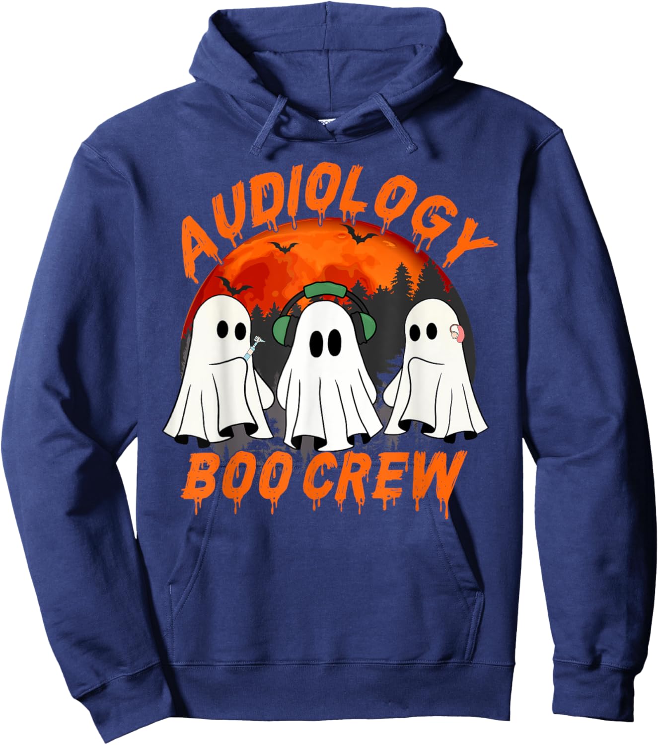 Audiologist Halloween Ghosts Audiology Boo Crew Hoodie - Hoodie | Navy