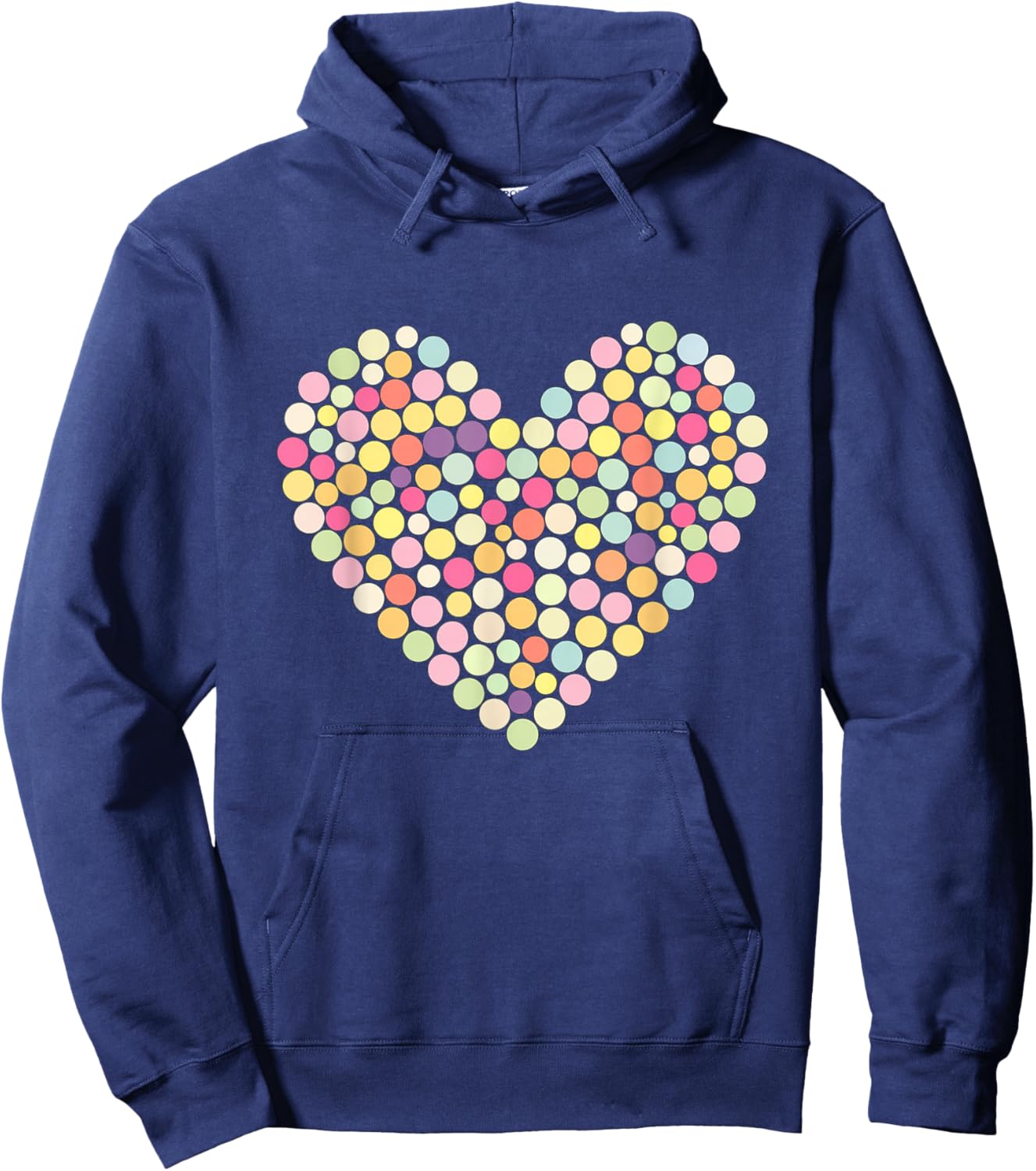 Colorful Heart Pastel Color Polka Dot Tops Hoodie - Hoodie | Navy