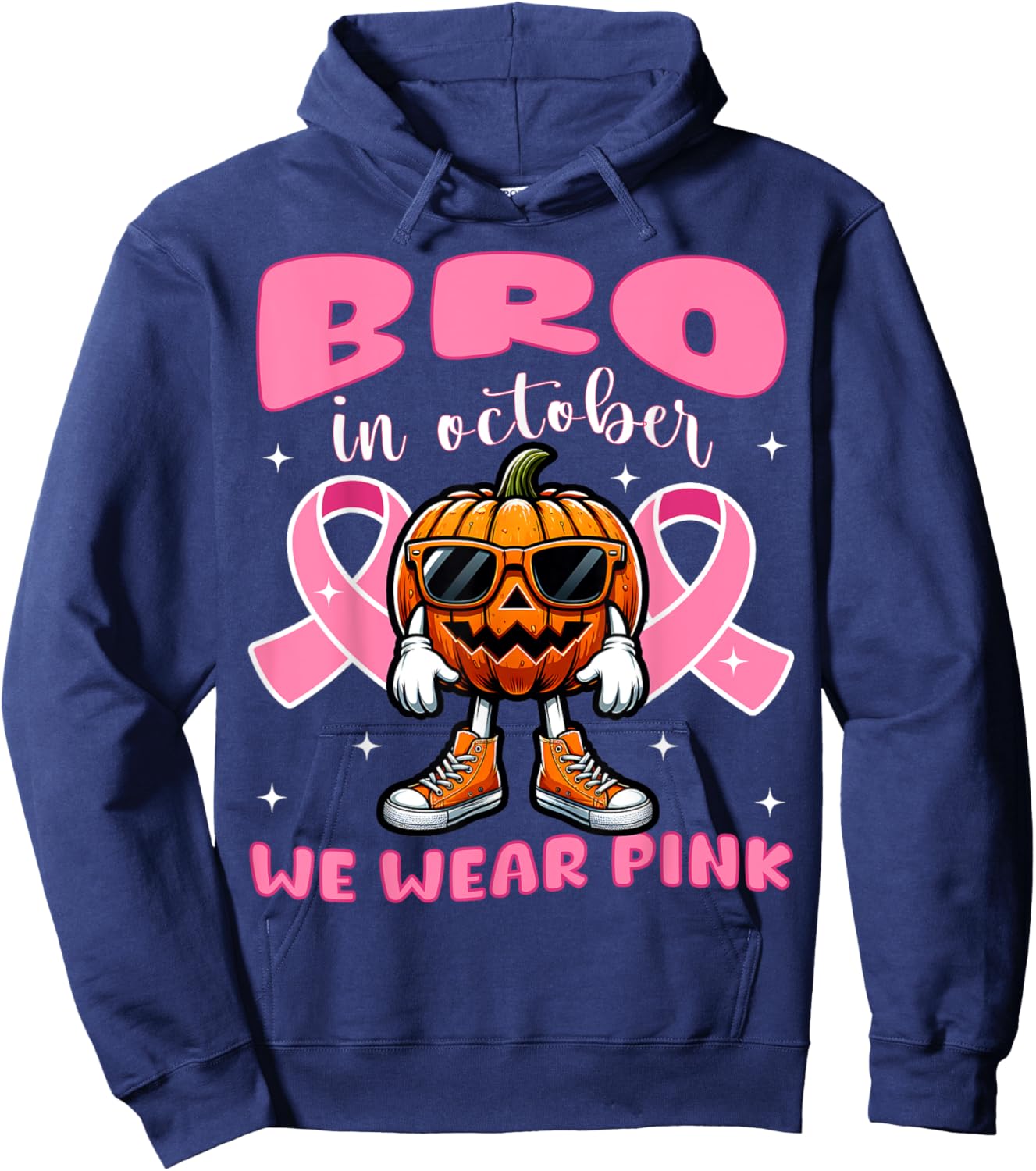 Breast Cancer Awareness For Girls Boys Kid Halloween Pumpkin Hoodie - Hoodie | Navy