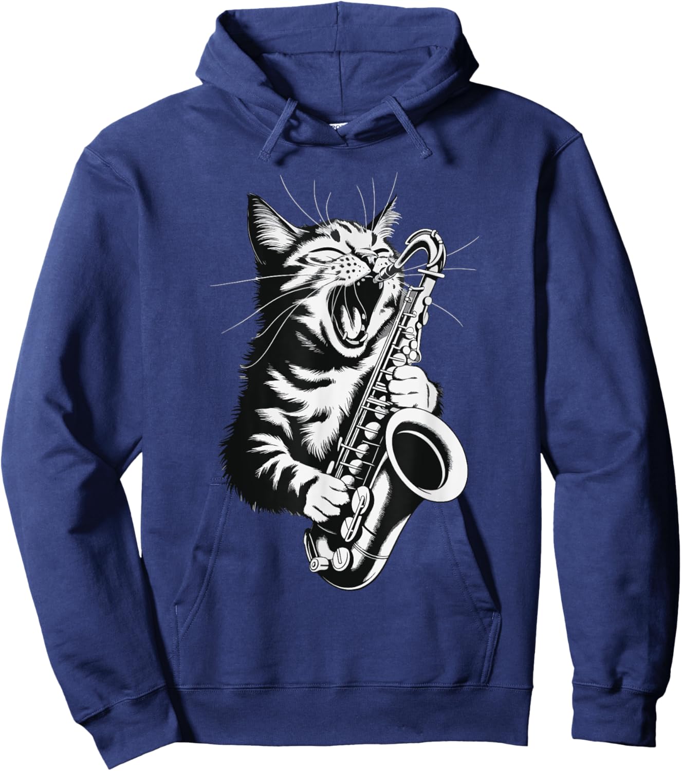 Cat Playing Saxophone Men Women Girls Kids Hoodie - Hoodie | Navy