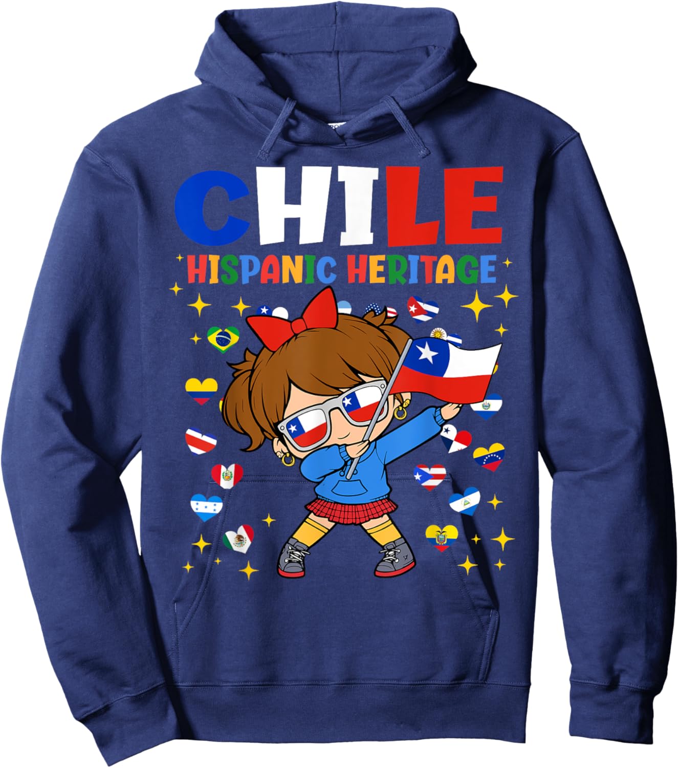 Hispanic Heritage Month Chile Flag Chilean Girl Kids Hoodie - Hoodie | Navy