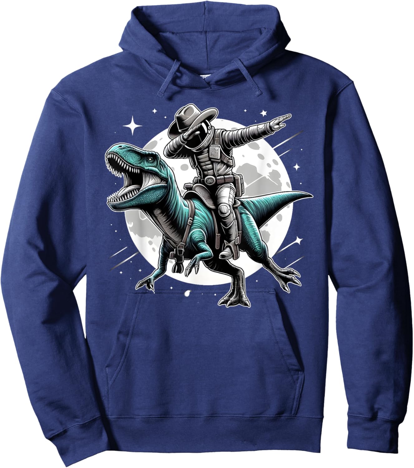 Dabbing Astronaut Cowboy T-Rex Dinosaur Space Halloween Hoodie - Hoodie | Navy