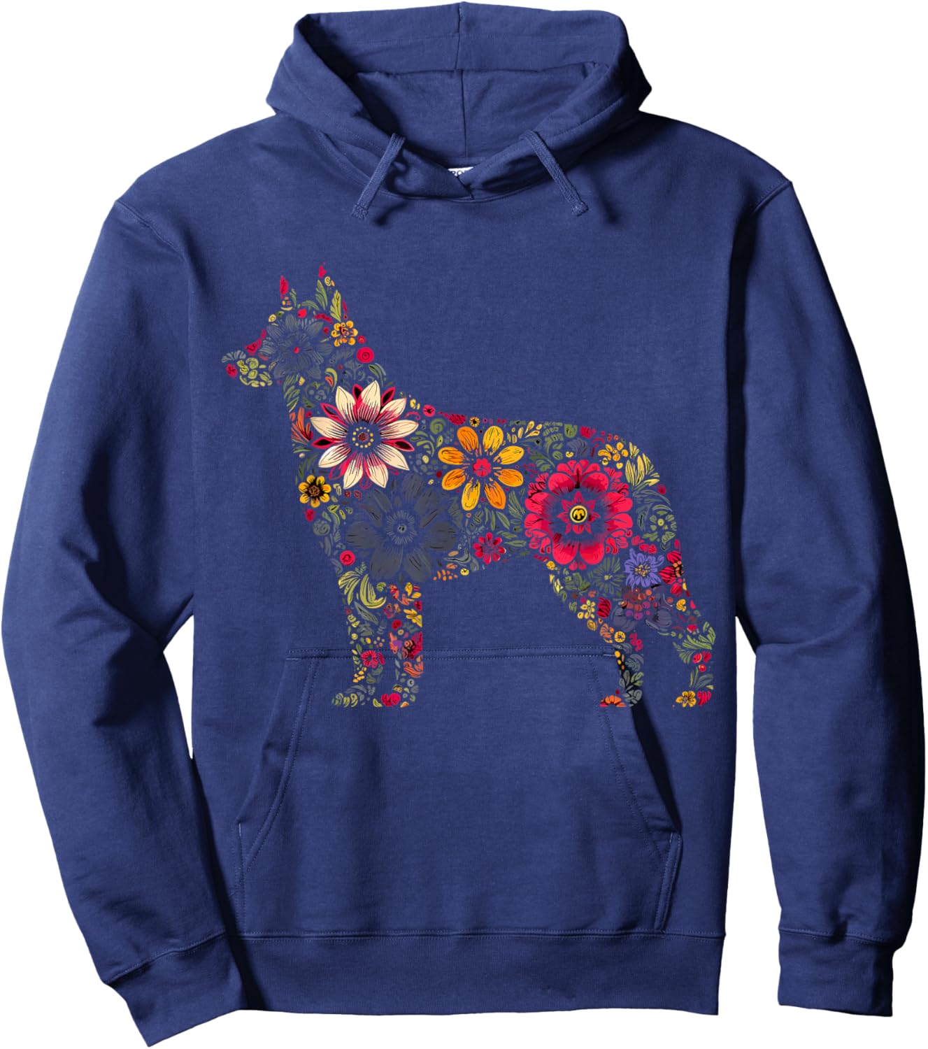 Floral German Shepherd Hoodie - Hoodie | Navy