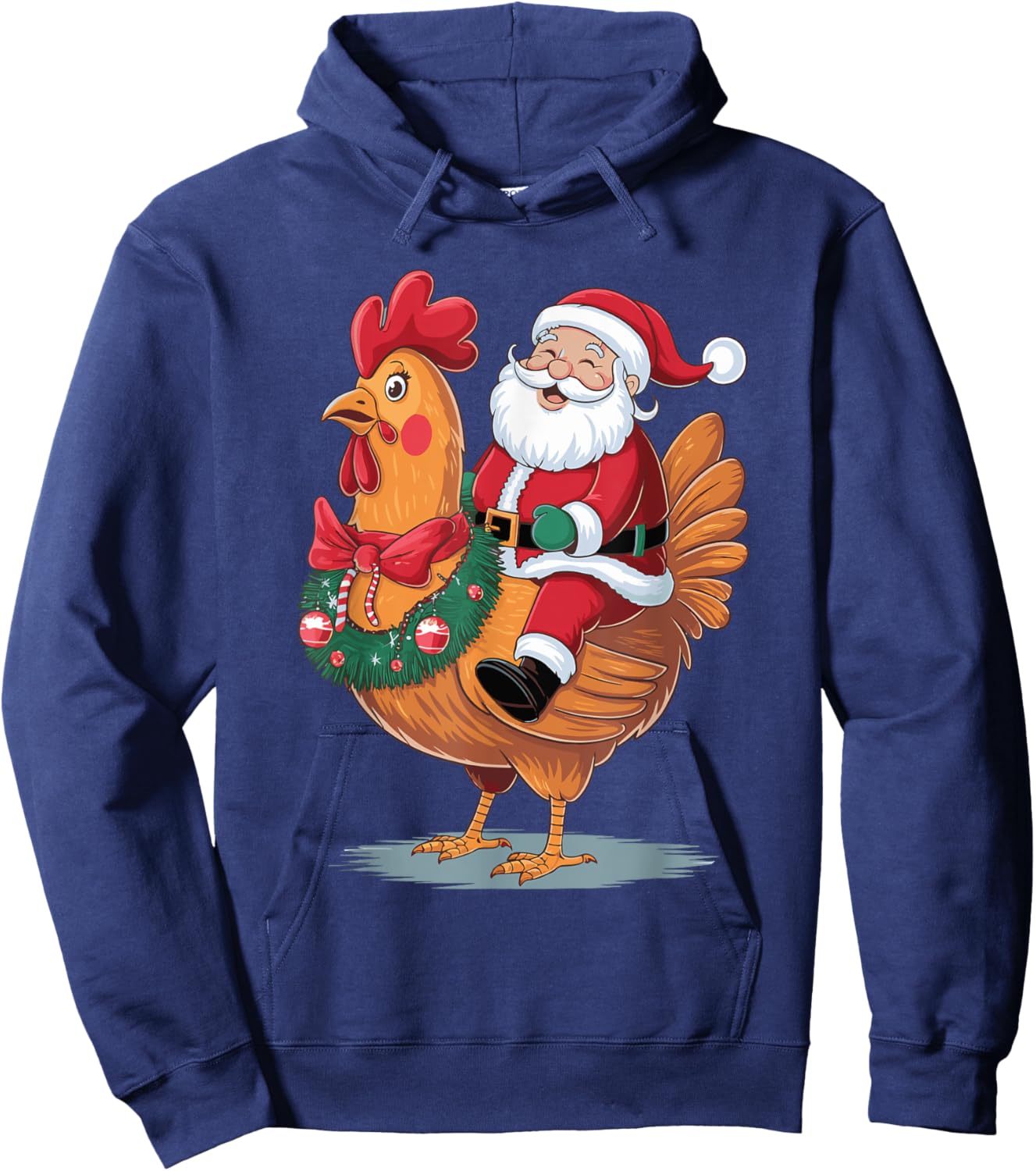 Santa Riding A Christmas Chicken Hoodie - Hoodie | Navy