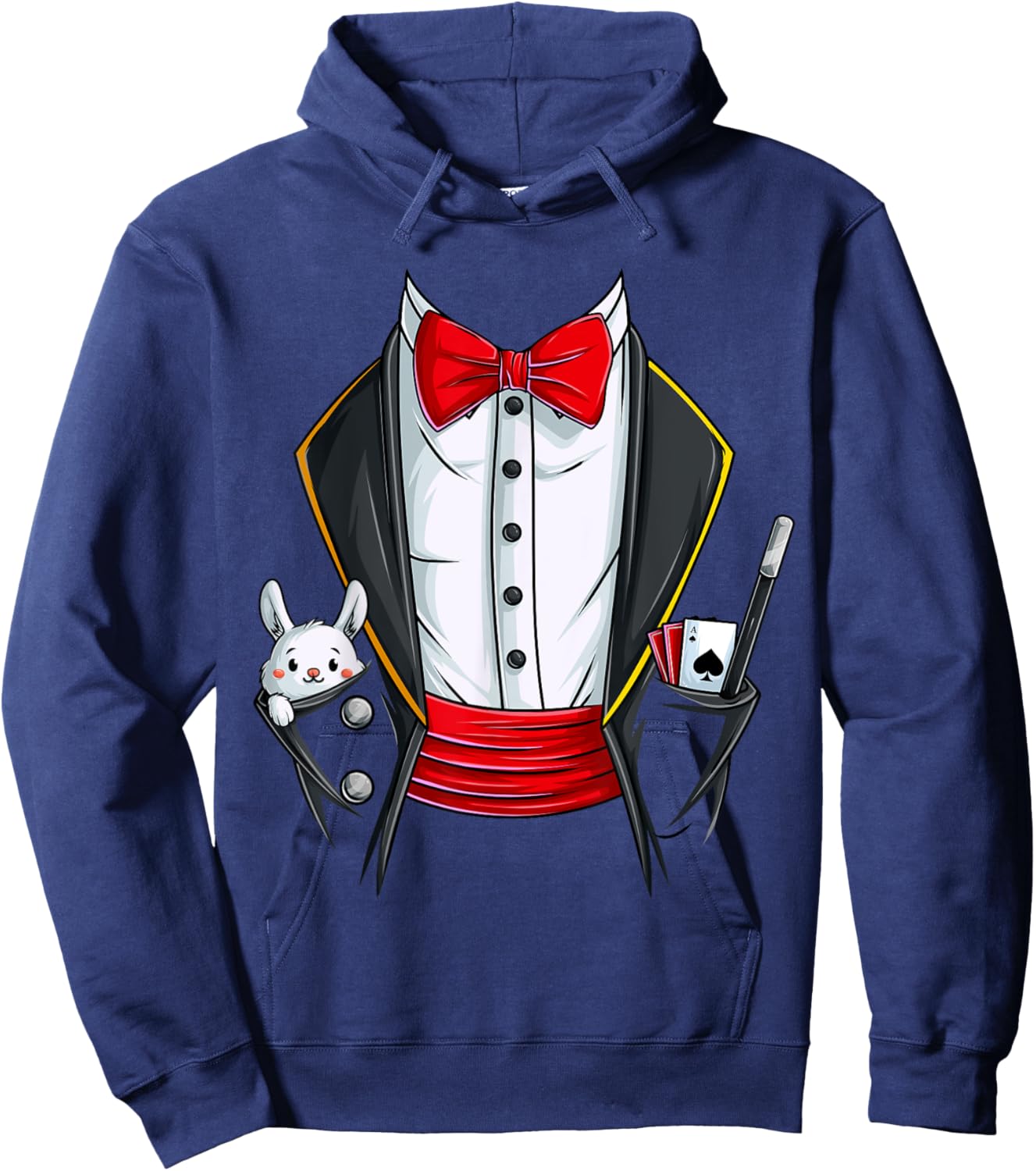 Magician Halloween Costume, Funny Rabbit Tuxedo Hoodie - Hoodie | Navy