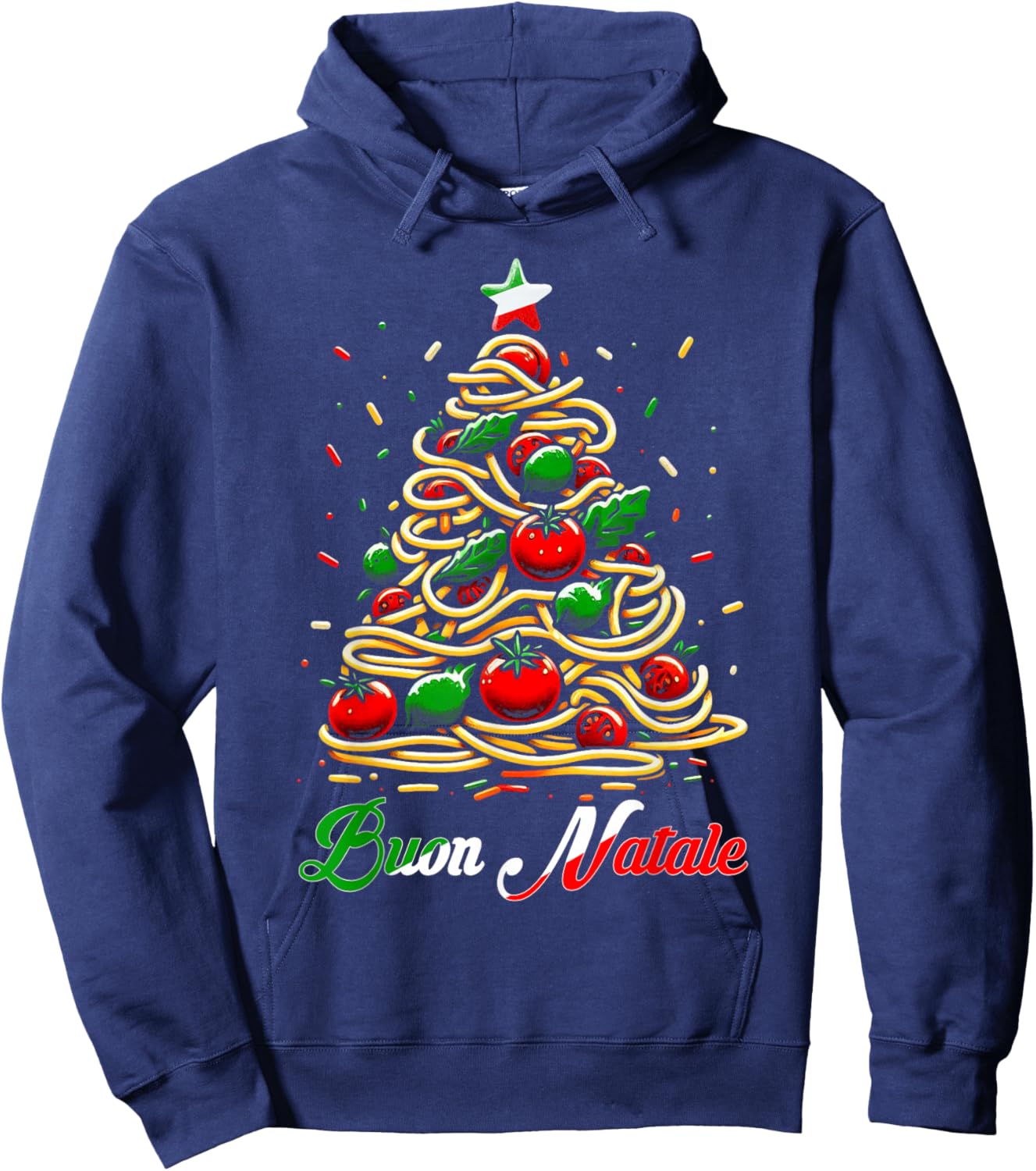 Buon Natale Italian Pasta Christmas Tree Xmas Women Hoodie - Hoodie | Navy