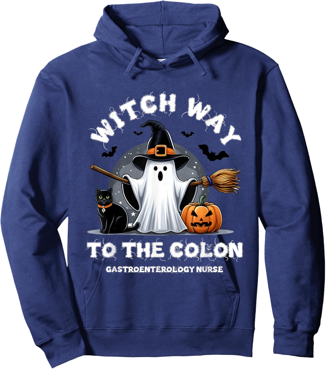 Gastroenterology Nurse Witch Way To The Colon Surprise Ghost Hoodie - Hoodie | Navy
