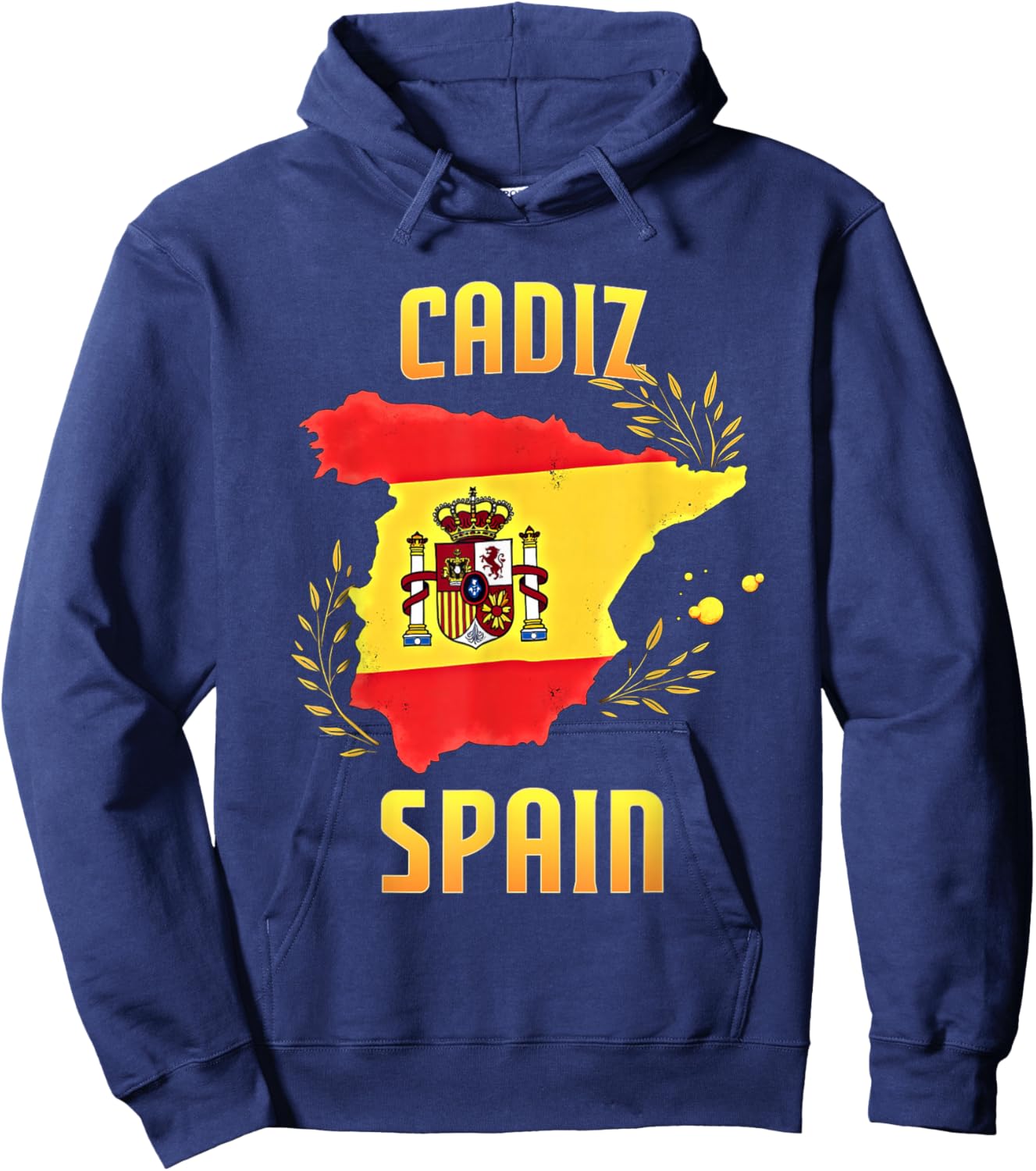 Cadiz Spain Souvenir Travel Vacation Spanish Flag Map Hoodie - Hoodie | Navy