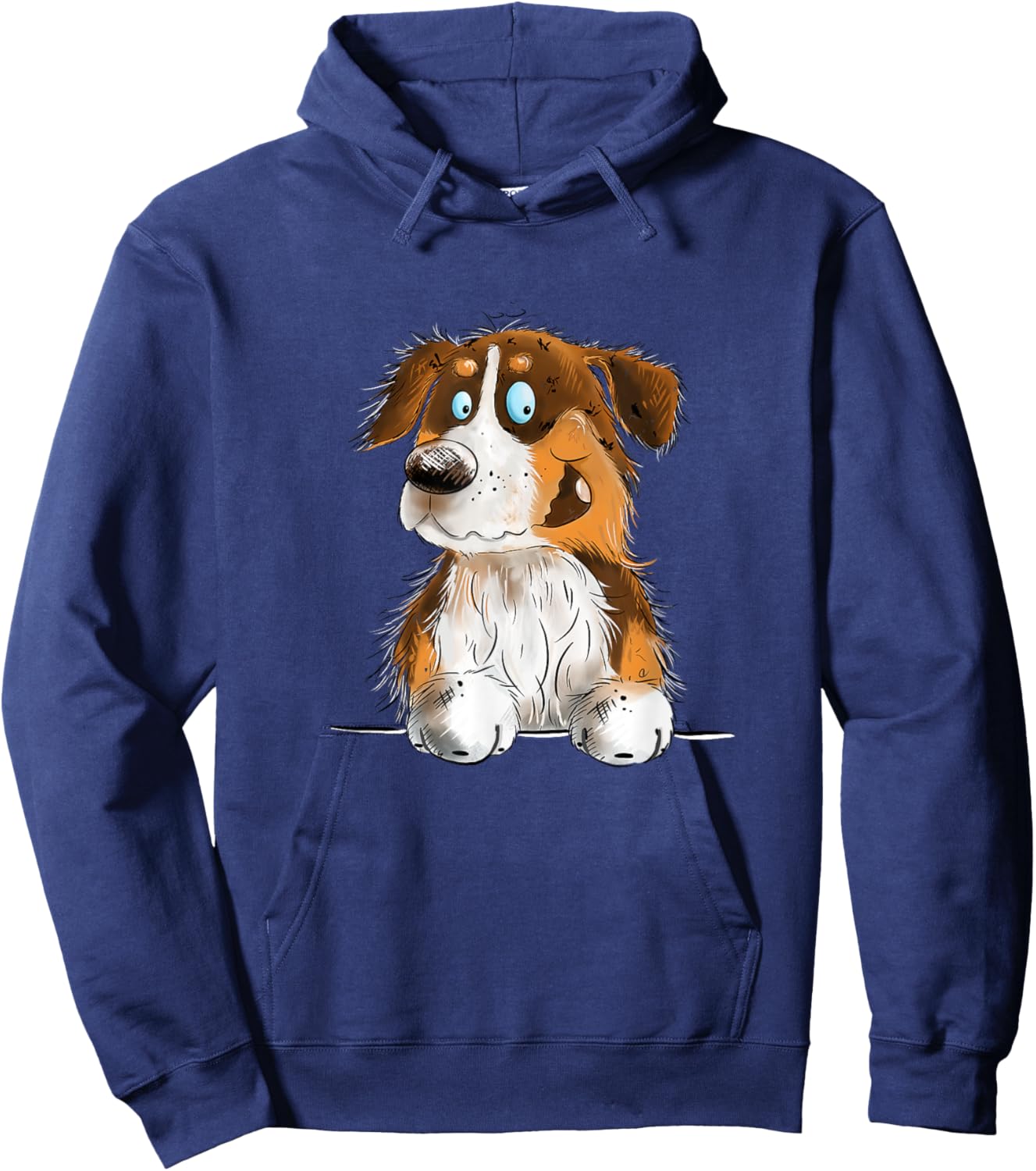 Red Tri Australian Shepherd Cartoon I Aussie Dog Lover Women Girls Kids Hoodie - Hoodie | Navy