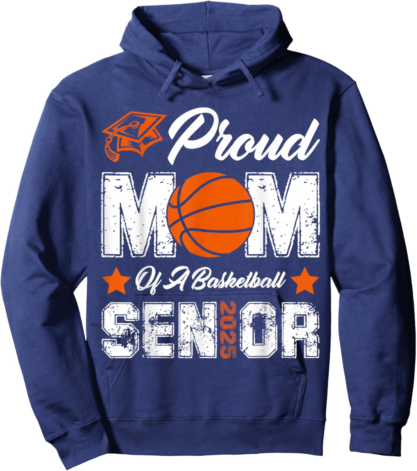 Proud Mom of a Basketball Senior Class of 2025 Graduation Hoodie - Hoodie | Navy