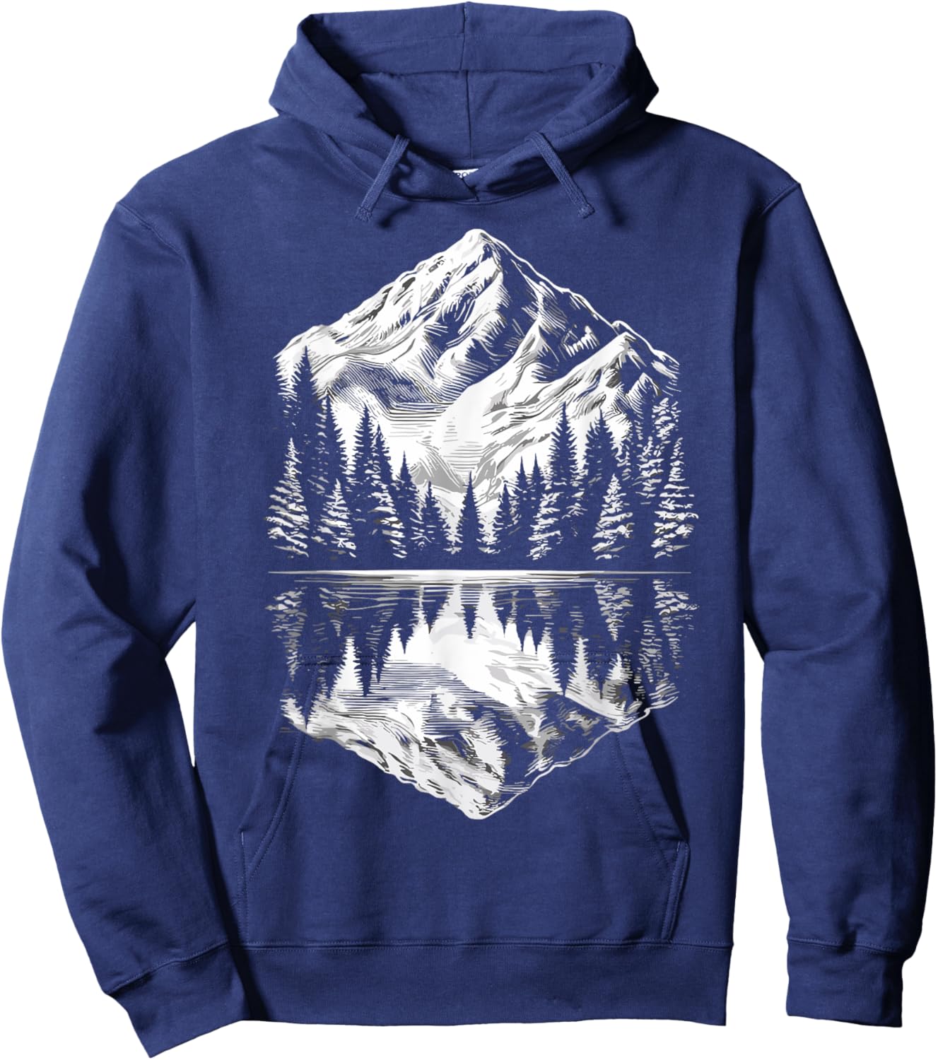 Wildlife Mountain Landscape Reflection Forest Outdoor Hoodie - Hoodie | Navy