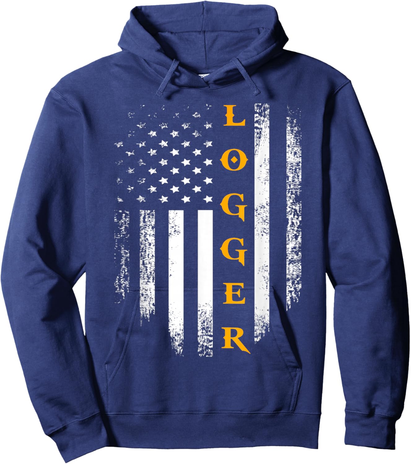 Vintage Logger With American Flag Logging/Carpenter Gift Hoodie - Hoodie | Navy