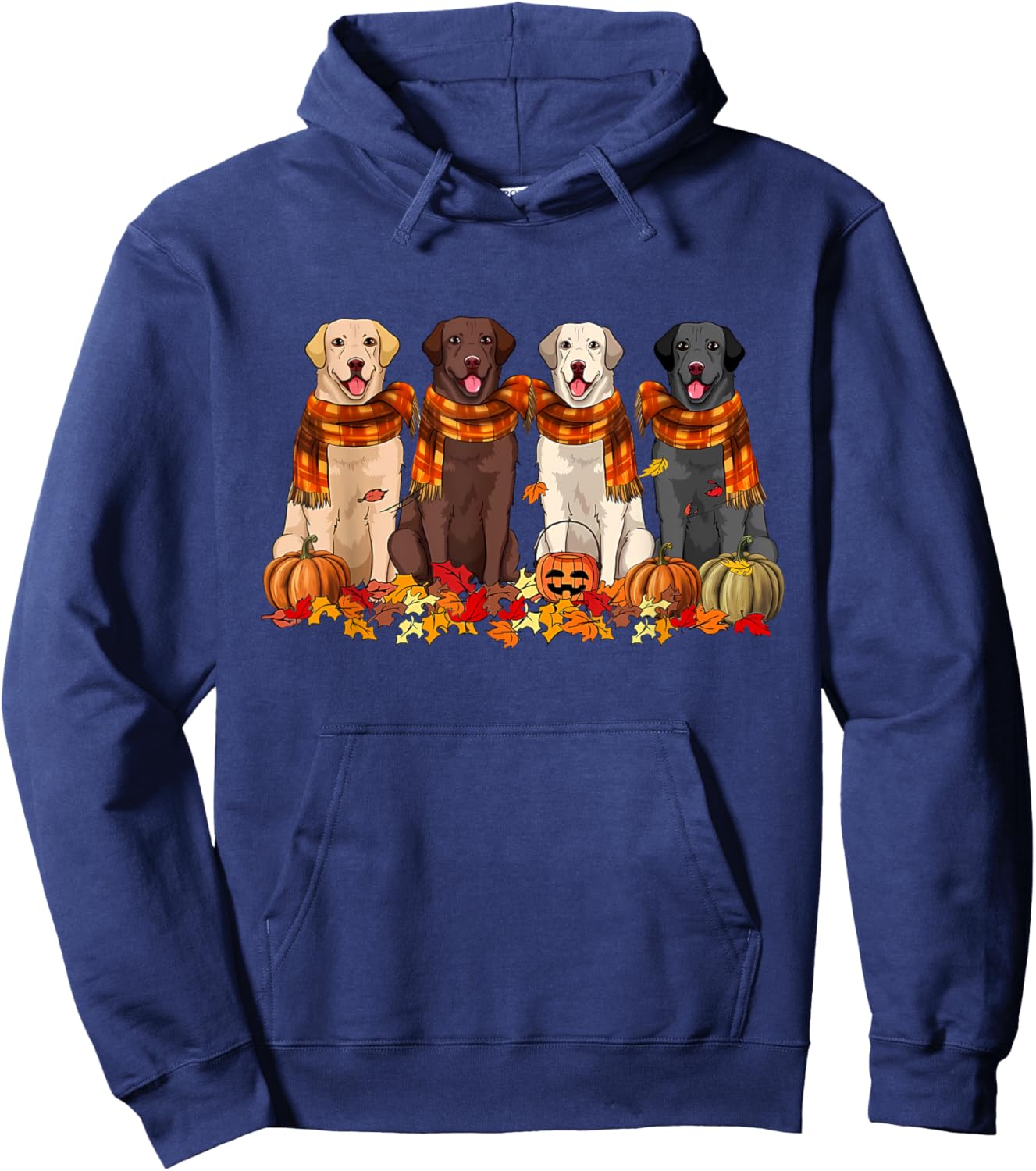 Fall Autumn Pumpkin Labrador Retriever Thanksgiving Dog Mom Women Kids Hoodie - Hoodie | Navy