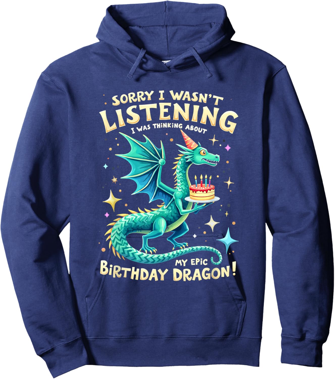 Whimsical Celebrations Epic Birthday Dragon Fantasy Hoodie - Hoodie | Navy