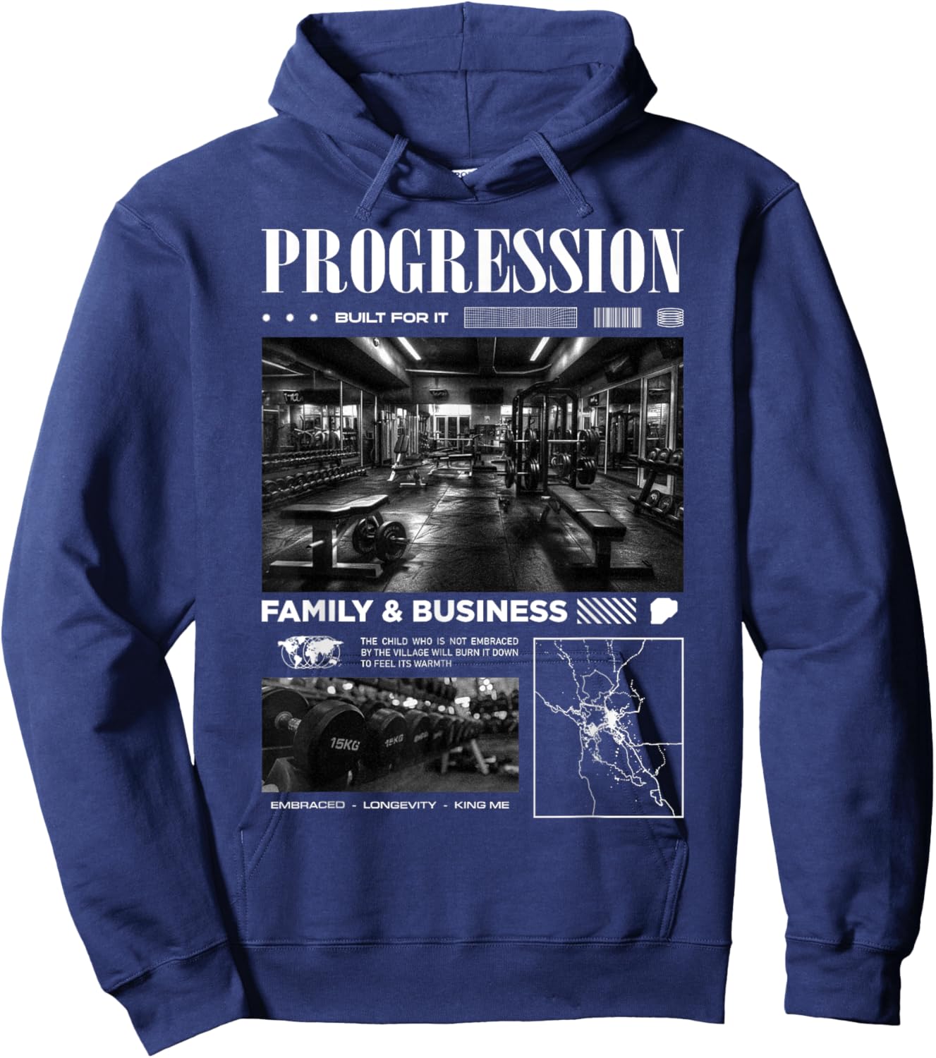 LY BRAND Gym Work Motivational -Adult - Black, Small, Short Sleeve, , Modern, Letter Print, Gym, Lightweight, Moisture Wicking Hoodie - Hoodie | Navy