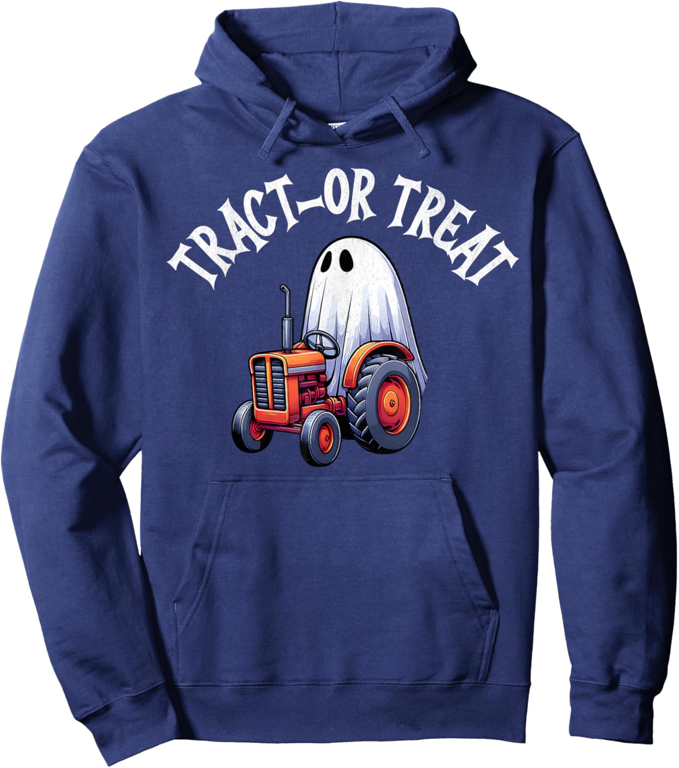 Funny Halloween Tractor Ghost Boys Kids Trick or Treat Farm Hoodie - Hoodie | Navy