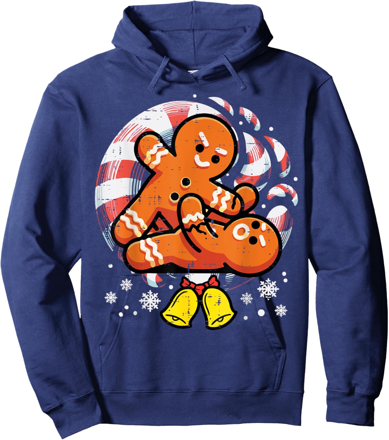 Christmas Jiu Jitsu Gingerbread Xmas Bjj Wrestling Men Kids Hoodie - Hoodie | Navy