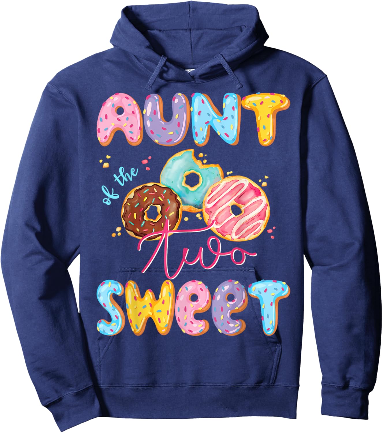 Aunt Of The Two Sweet Donut Matching 2Nd Birthday Girl Hoodie - Hoodie | Navy