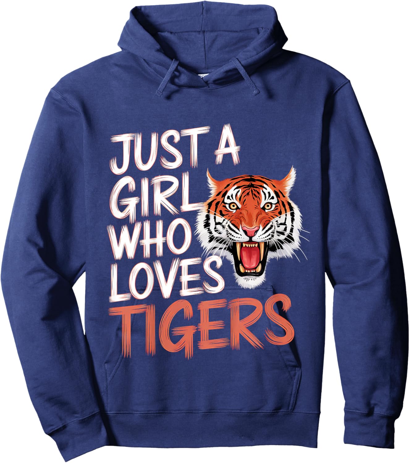 Kids Cute Tiger Just a Girl Who Loves Tigers Wild Animals Lover Hoodie - Hoodie | Navy