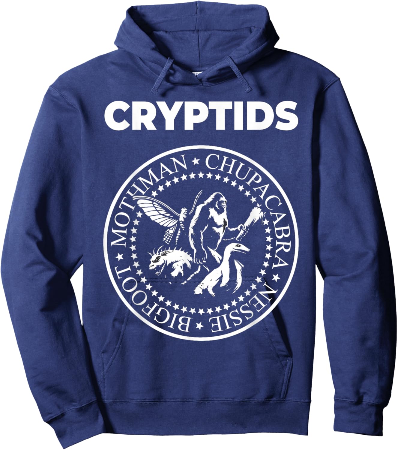 Cryptids Mothman Chupacabra Bigfoot Nessie Cryptozoology Hoodie - Hoodie | Navy