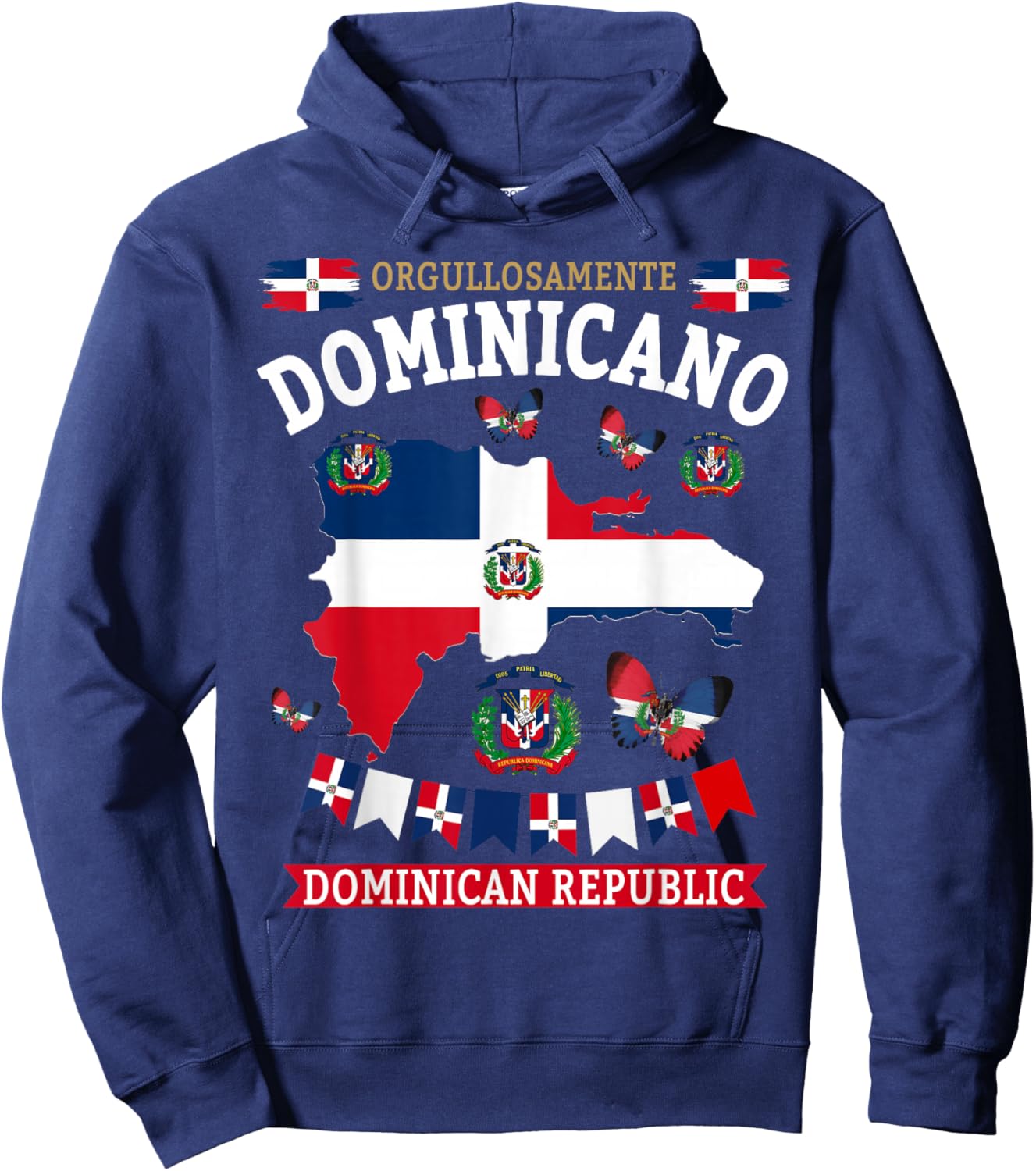 Republica Dominicana & Hispanic Dominicano Flag Hoodie - Hoodie | Navy