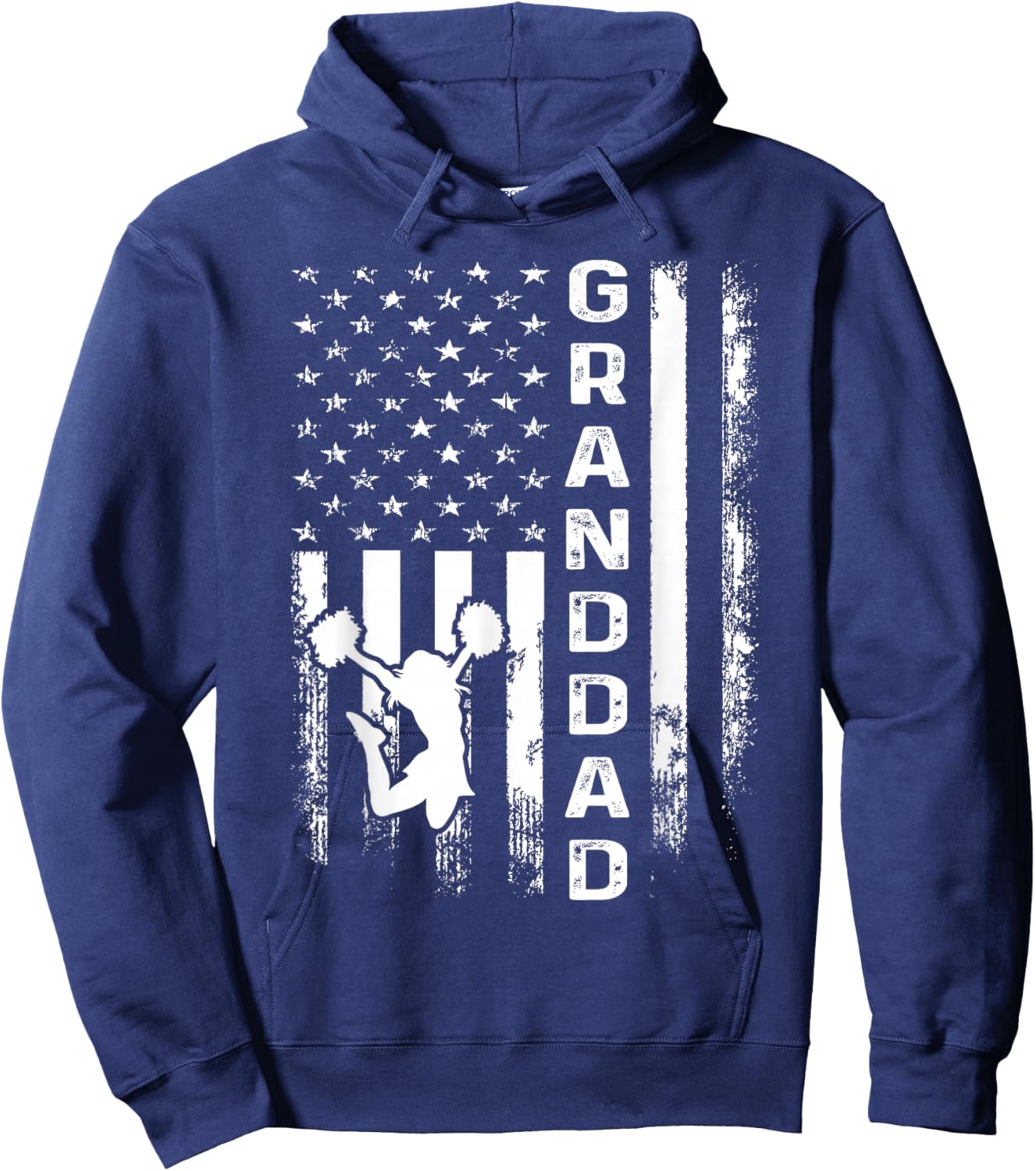 Cheerleader Cheer Granddad America Flag Vintage Xmas Hoodie - Hoodie | Navy