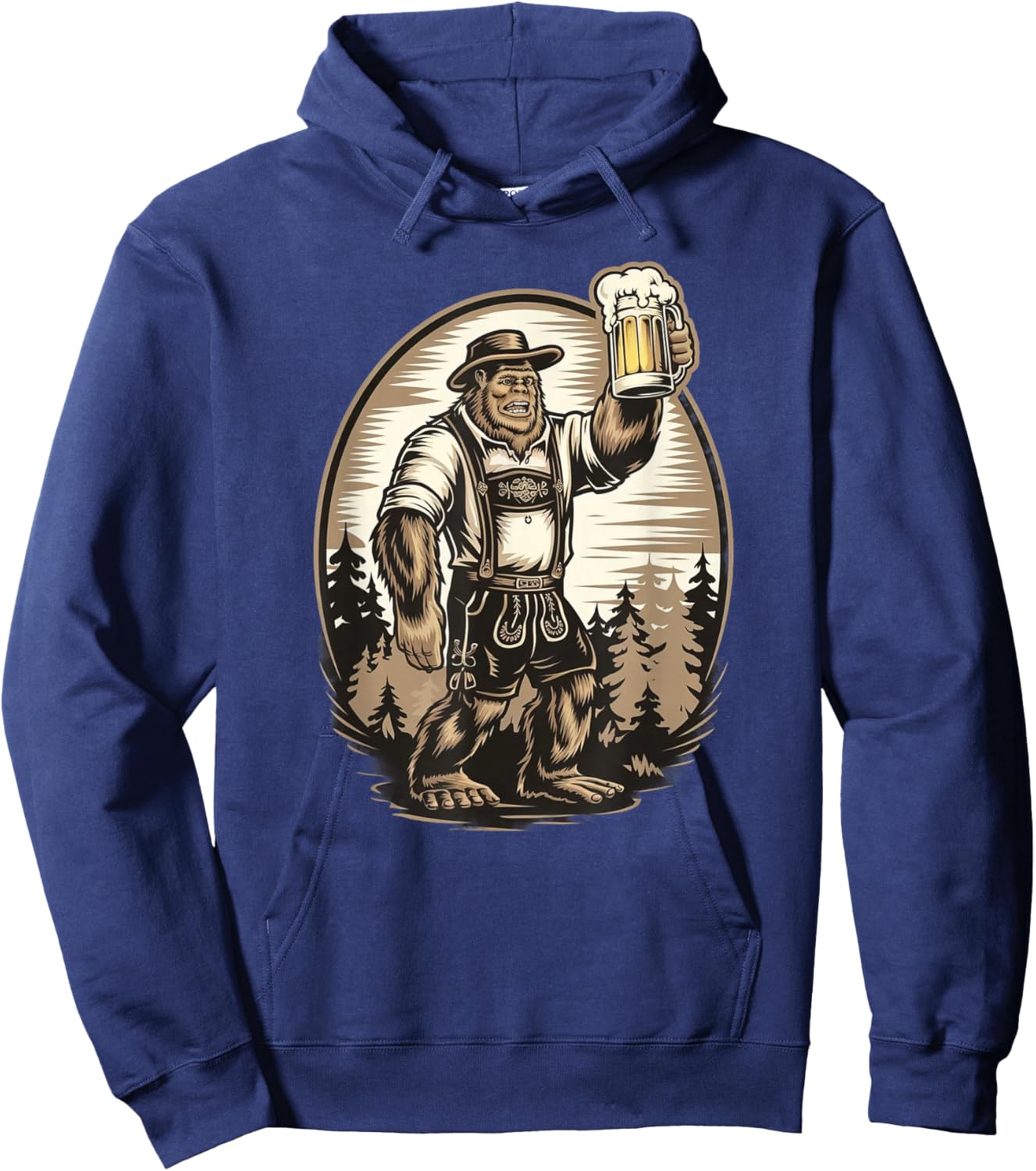 Bigfoot in Lederhosen Oktoberfest German Beer . Hoodie - Hoodie | Navy