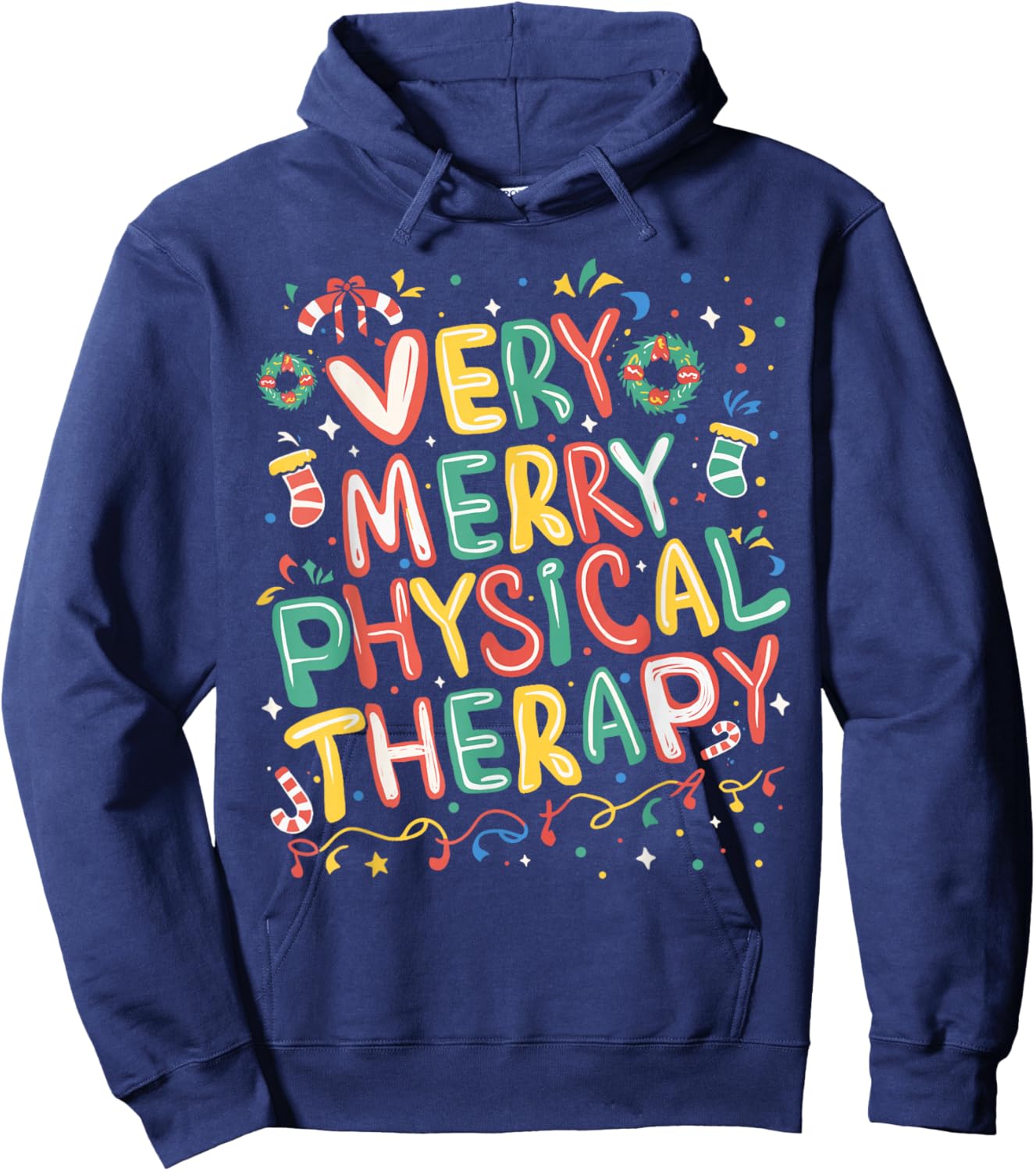 Very Merry Physical Therapy Christmas Physical Therapist Hoodie - Hoodie | Navy