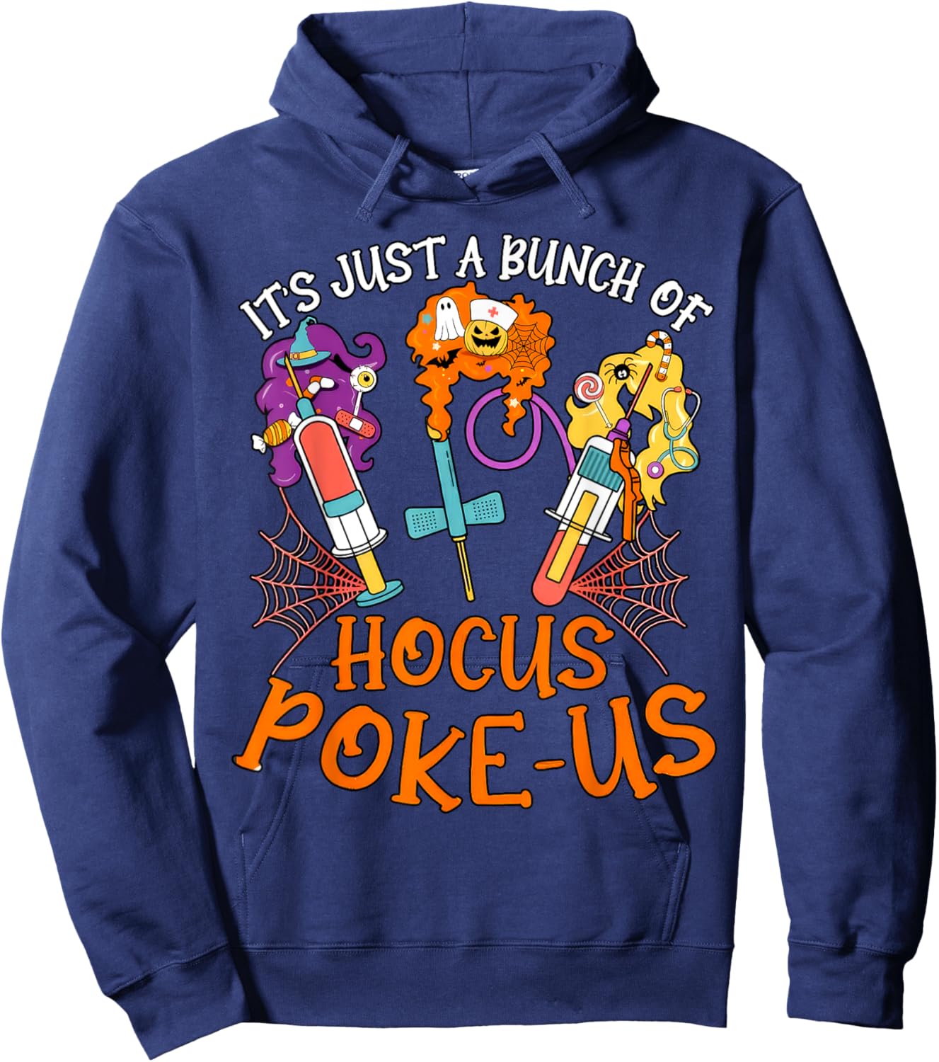 Hocus Poke-us Witch Nurse Halloween Medical Lab Tech Spooky Hoodie - Hoodie | Navy