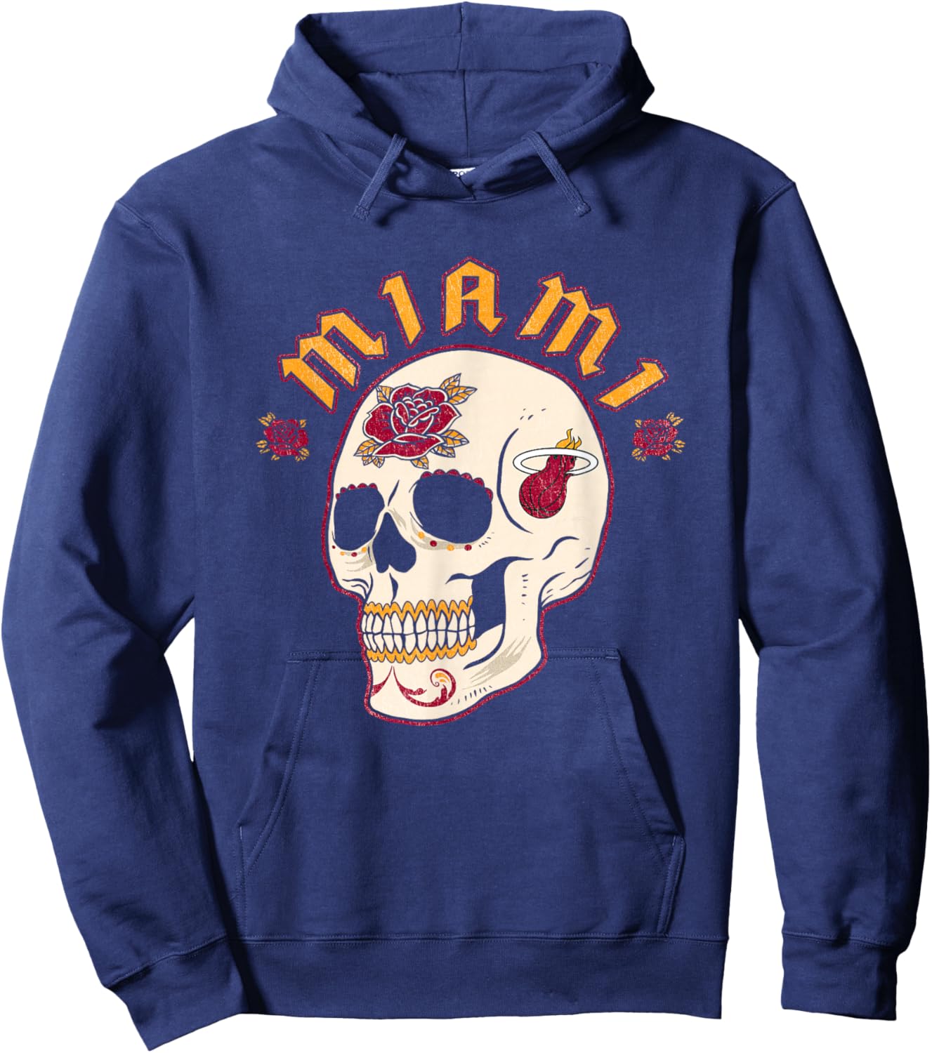 NBA Miami Heat Halloween Floral Skull Hoodie - Hoodie | Navy