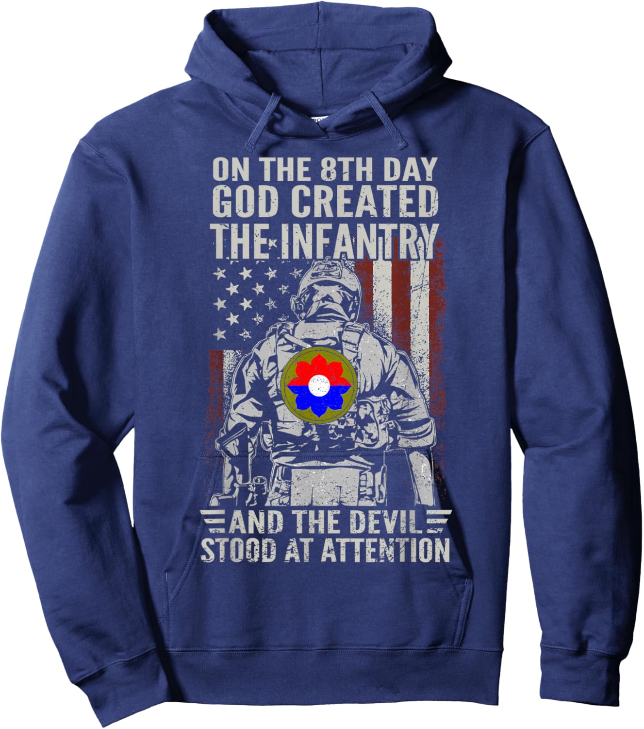 On 8th Day God Created 9th Infantry Division US Veteran Hoodie - Hoodie | Navy