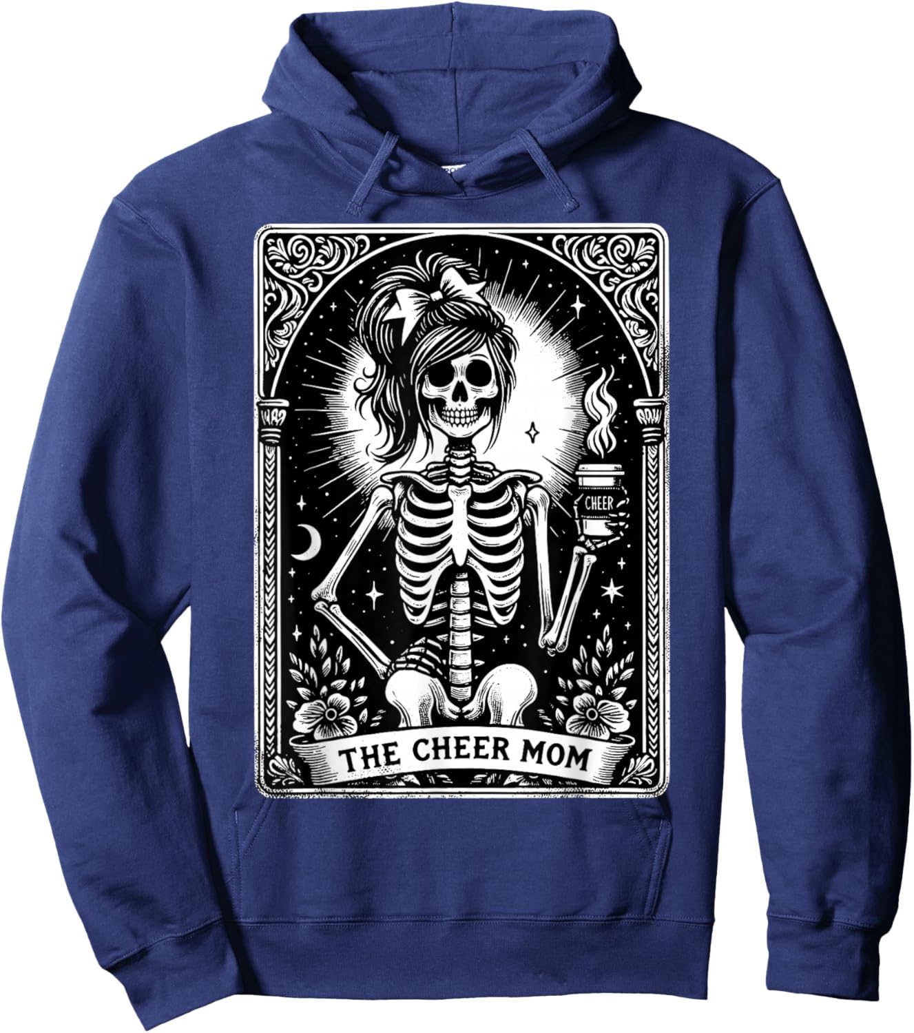 The Cheerleader Funny Tarot Card Girls Skeleton Cheer Mom Hoodie - Hoodie | Navy