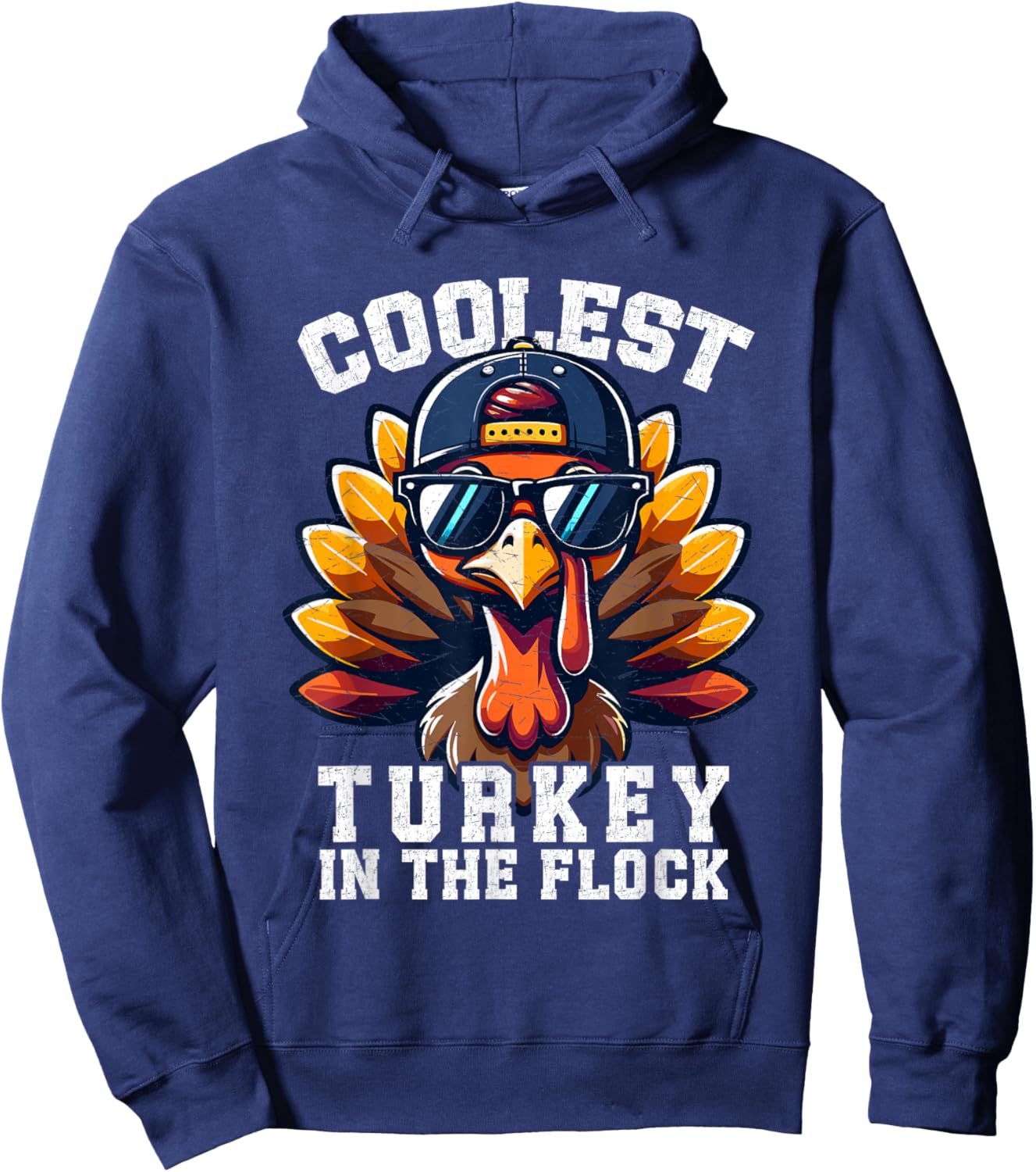 Coolest Turkey Thanksgiving Toddler Boys Kids Men Turkey Hoodie - Hoodie | Navy